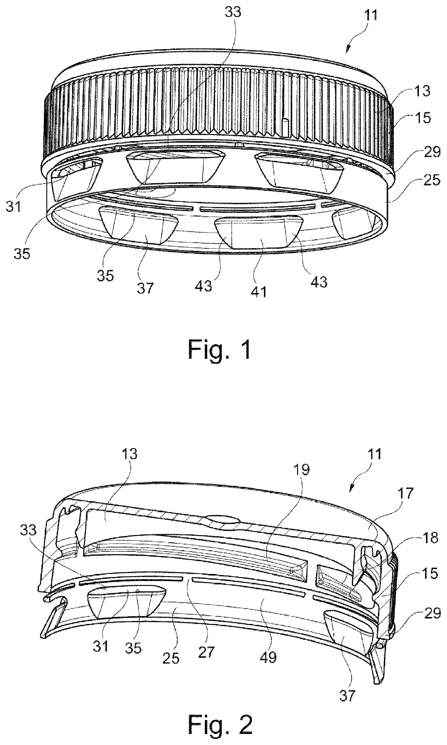 Patent US12297010 — Container closure — Figure 1