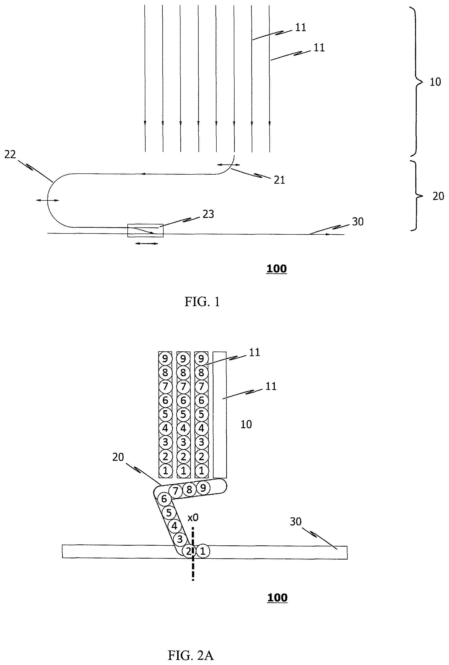 Patent US12297052 — Transfer device for an apparatus for continuously conveying items, and method for continuously conveying items — Figure 1