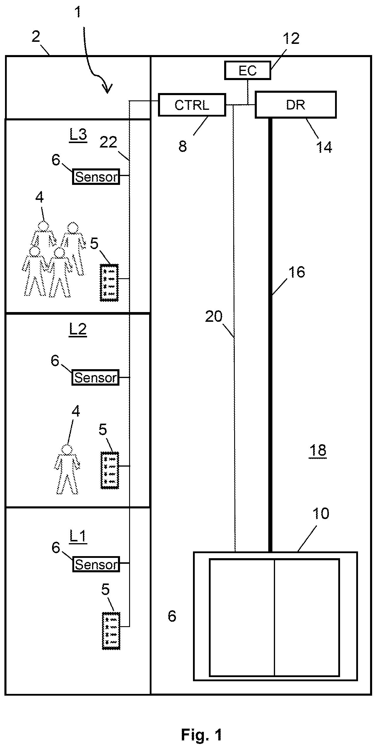 Patent US12297073 — Route planning on the basis of expected passenger number — Figure 1
