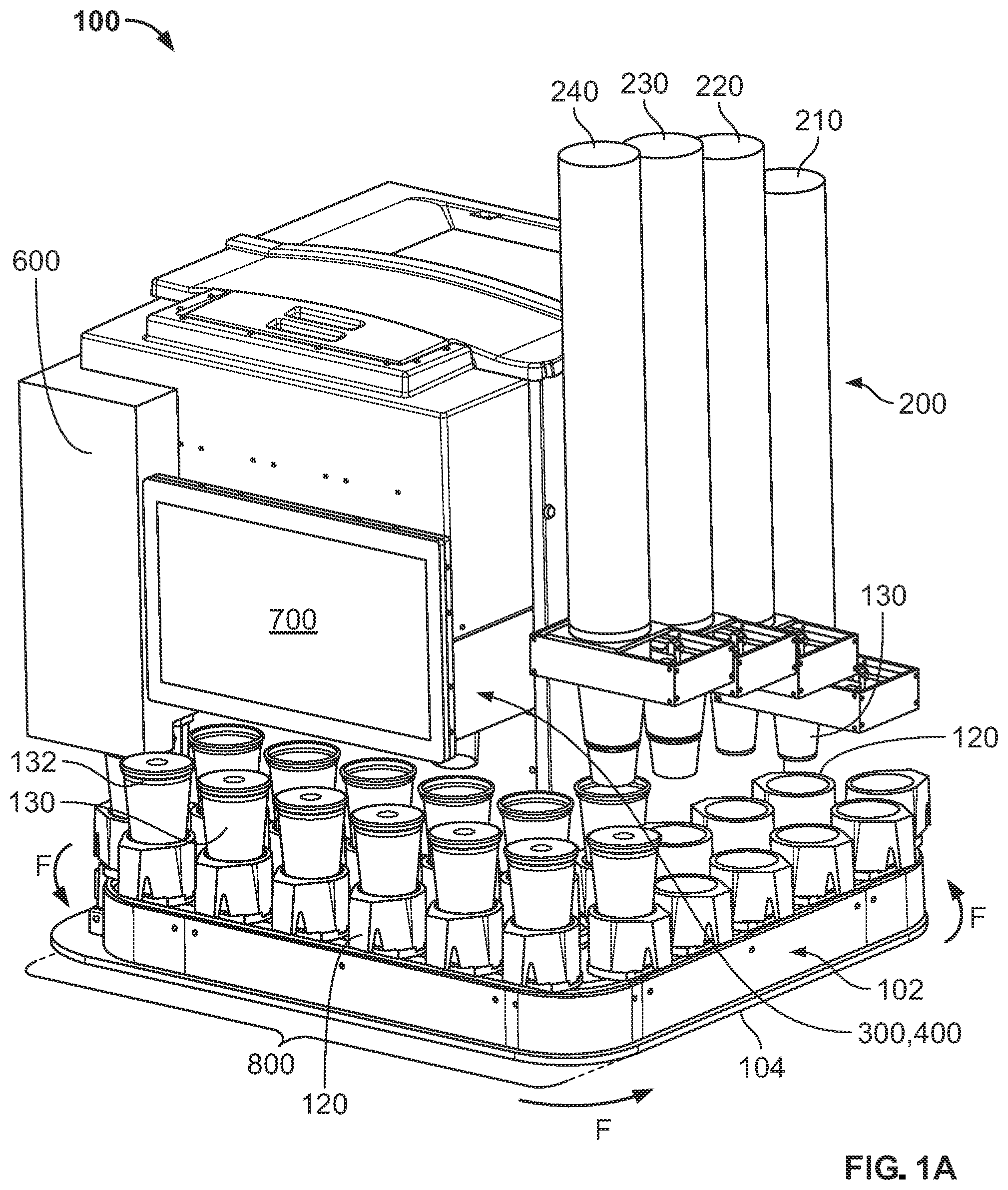 Patent US12297093 Figure 1 – Automated beverage dispensing system
