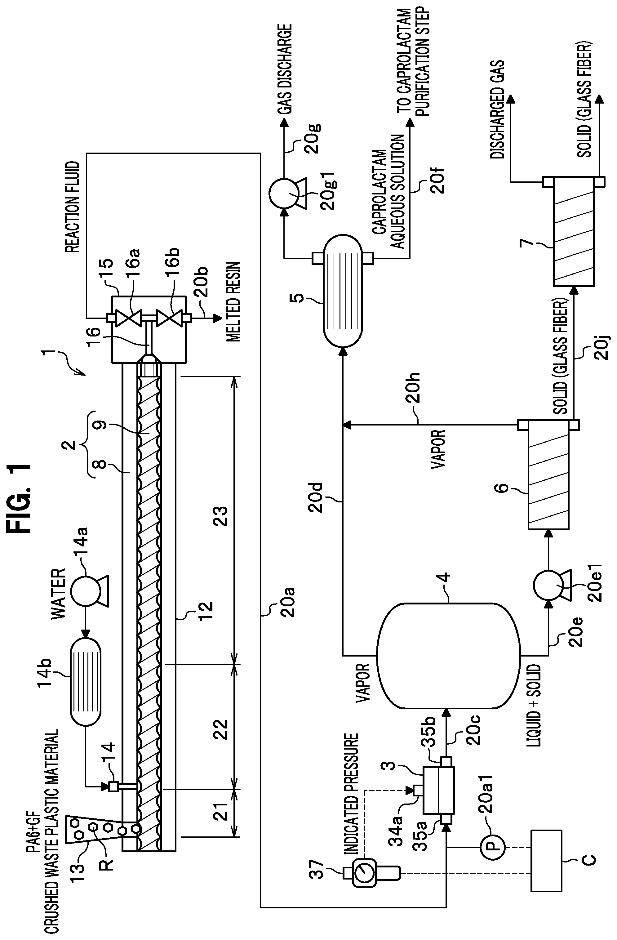 Patent US12297329 Figure 1 – Continuous hydrolyzation apparatus and continuous hydrolyzation method