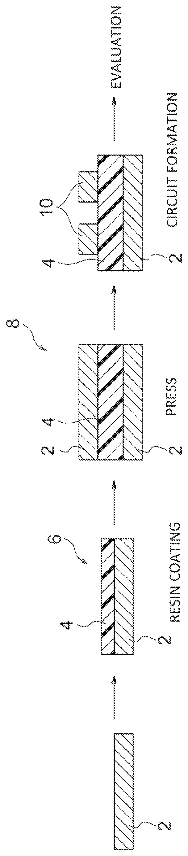 Patent US12297354 — Resin composition, copper foil with resin, dielectric layer, copper-clad laminate, capacitor element, and printed wiring board with built-in capacitor — Figure 1