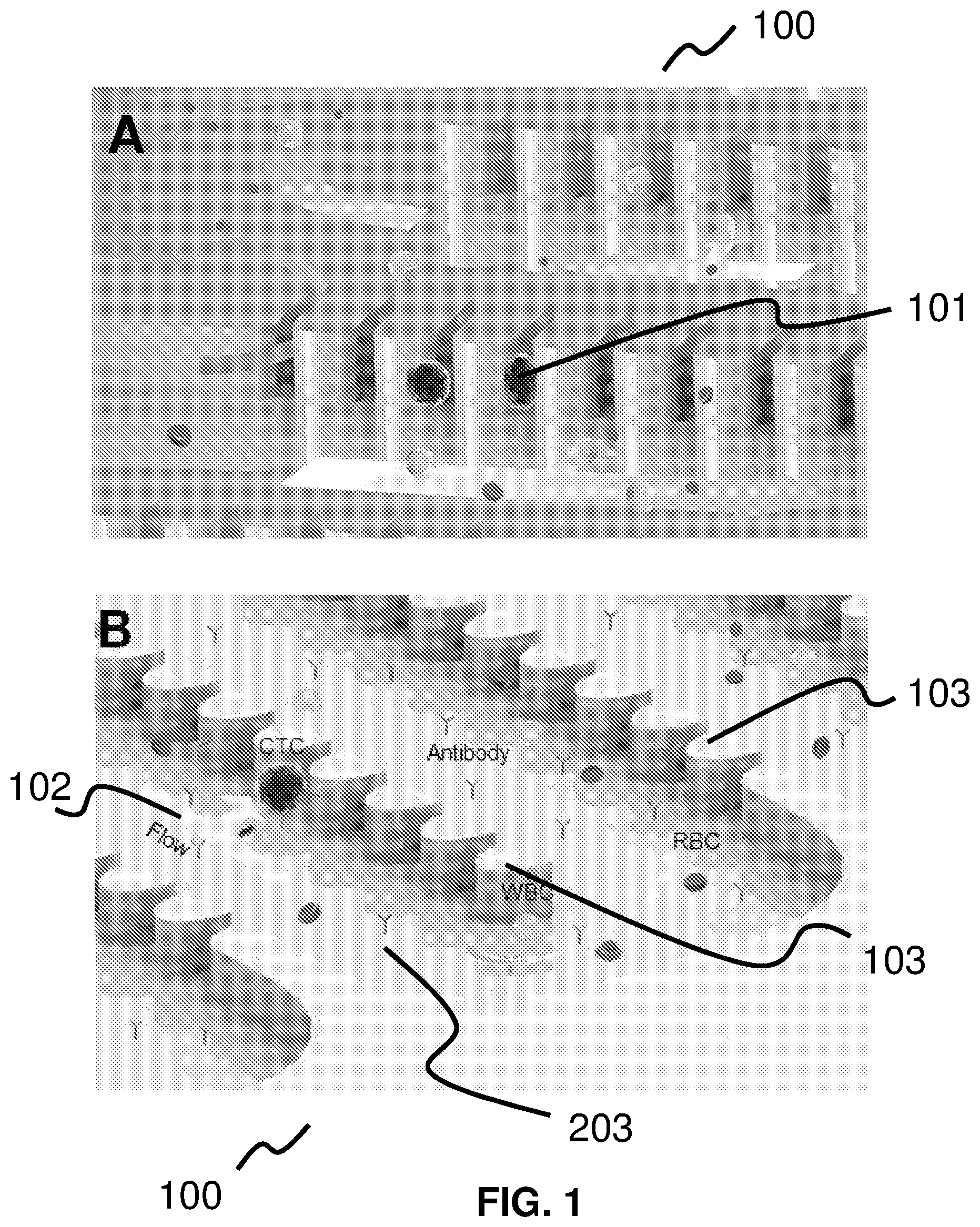Patent US12297417 Figure 1 – Lateral filter array microfluidic device