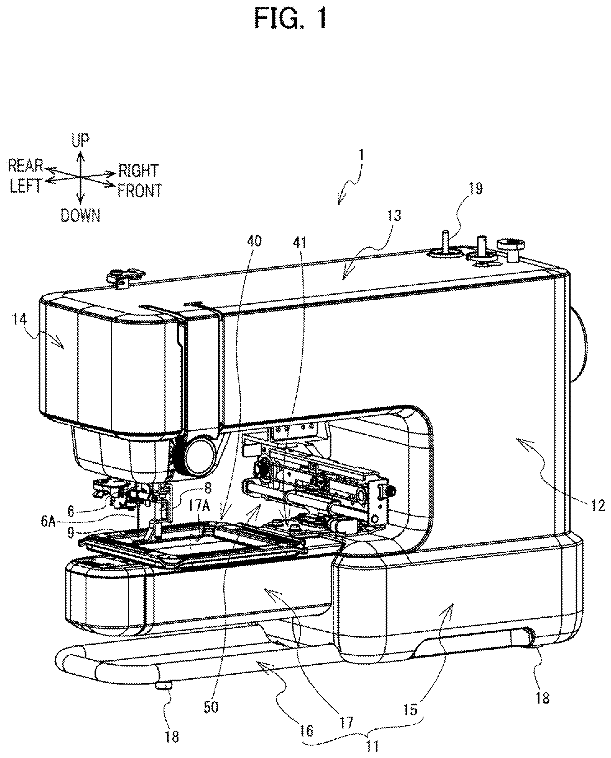 Patent US12297574 — Embroidery sewing machine including carriage for moving embroidery frame attached thereto — Figure 1