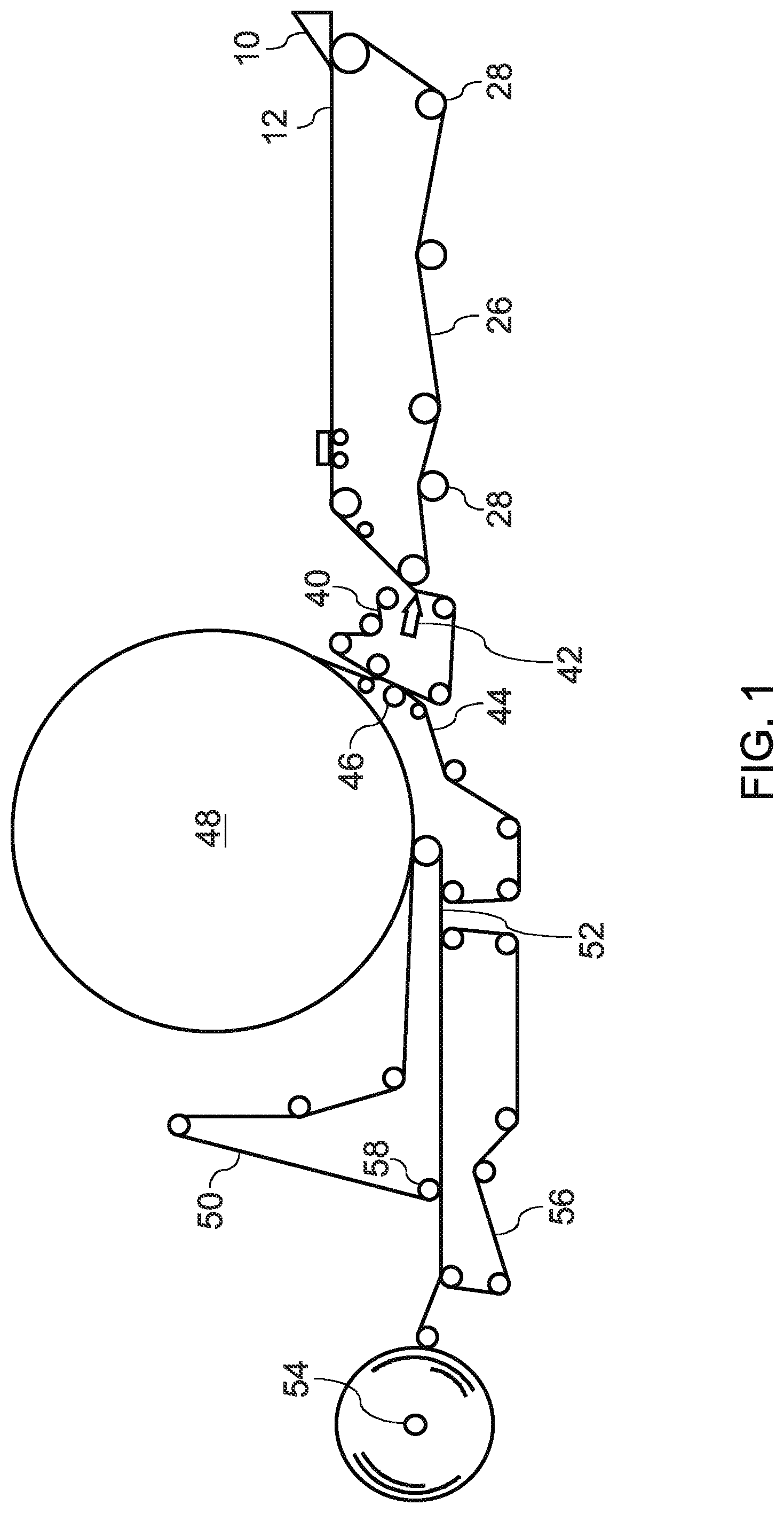 Patent US12297599 — Process and system for reorienting fibers in a foam forming process — Figure 1