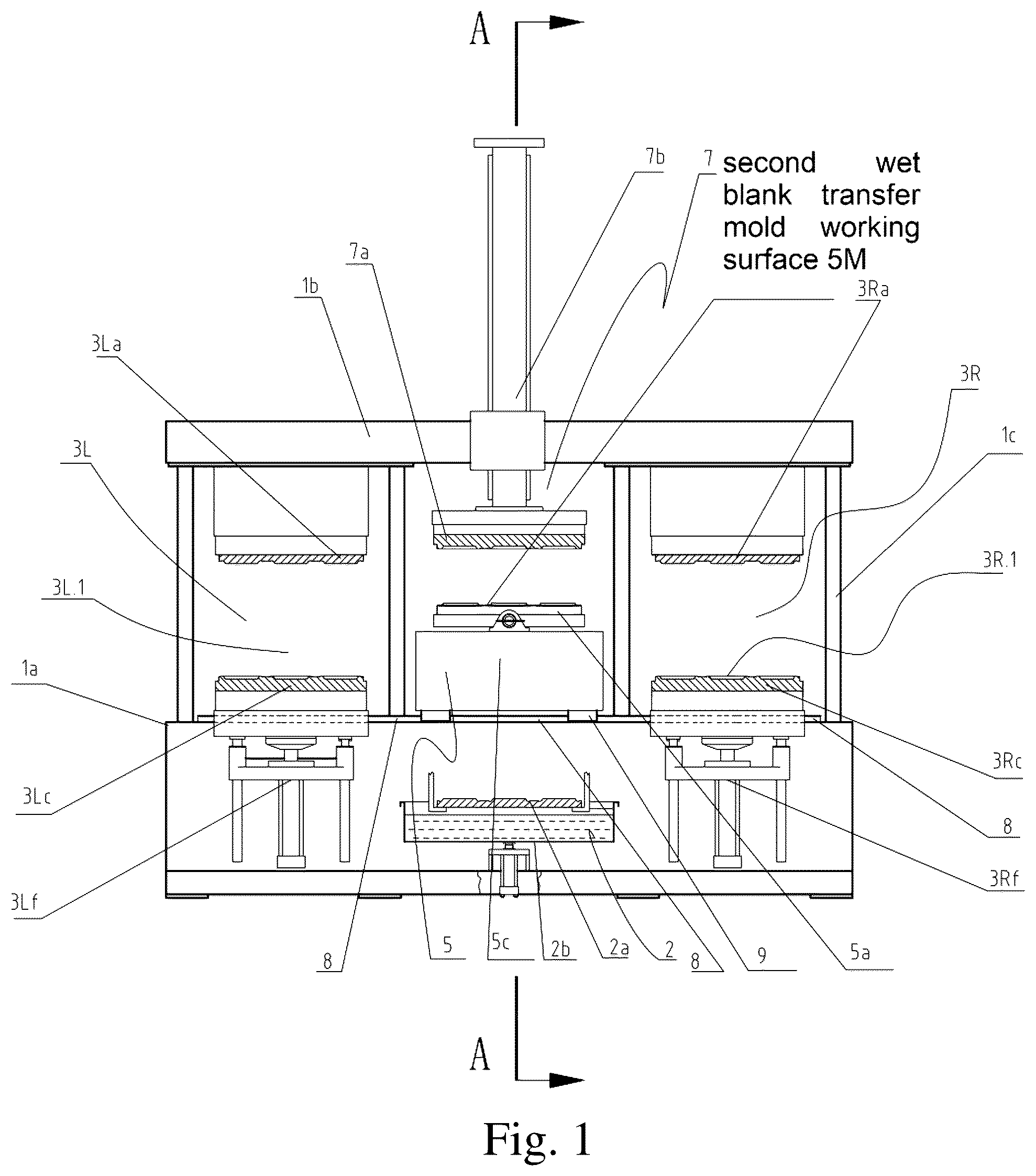 Patent US12297603 — Wet blank flipping method for manufacturing molded pulp products and pulp molding machine — Figure 1