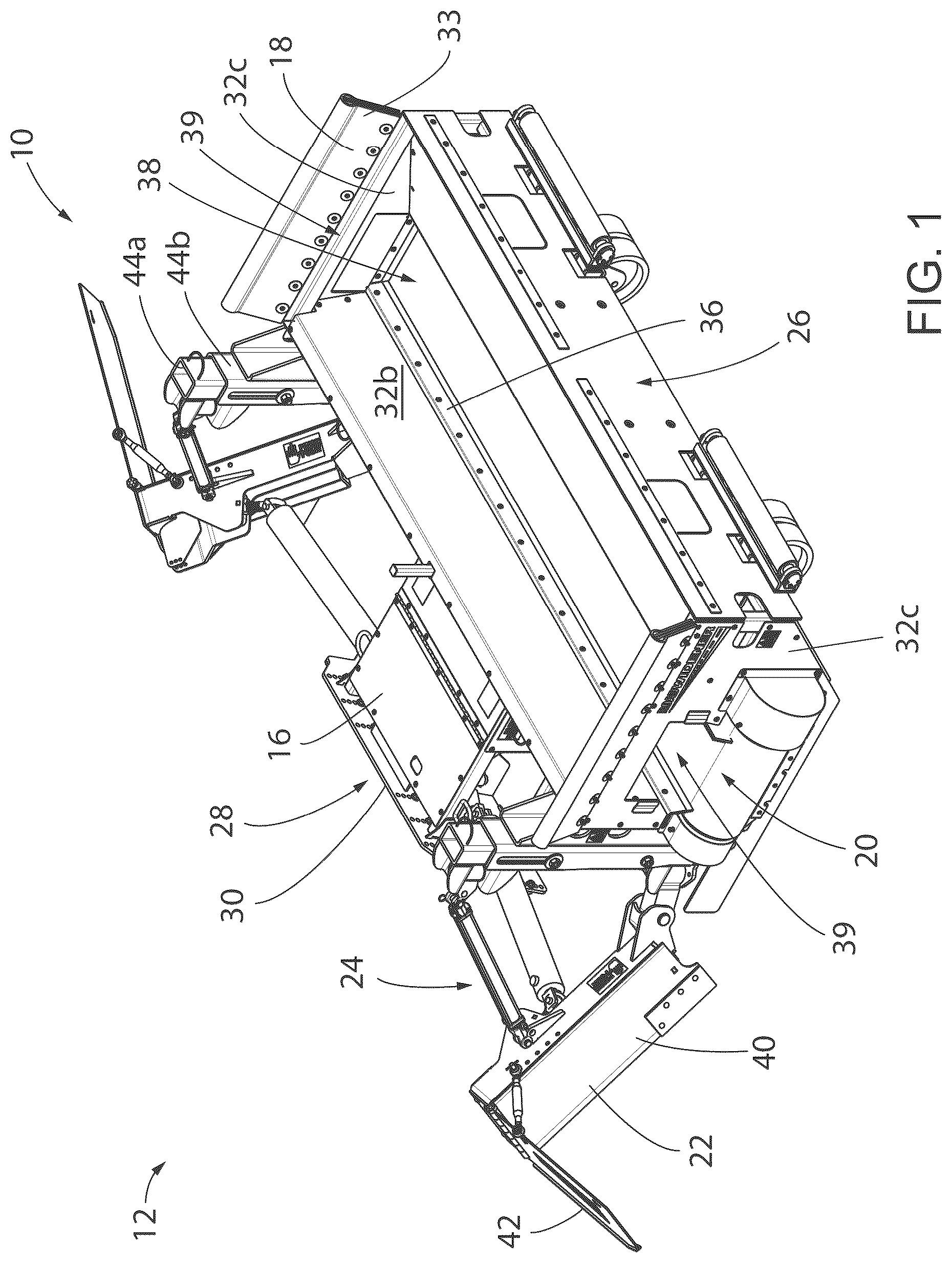 Patent US12297606 — Aggregate spreading device with spreader system — Figure 1