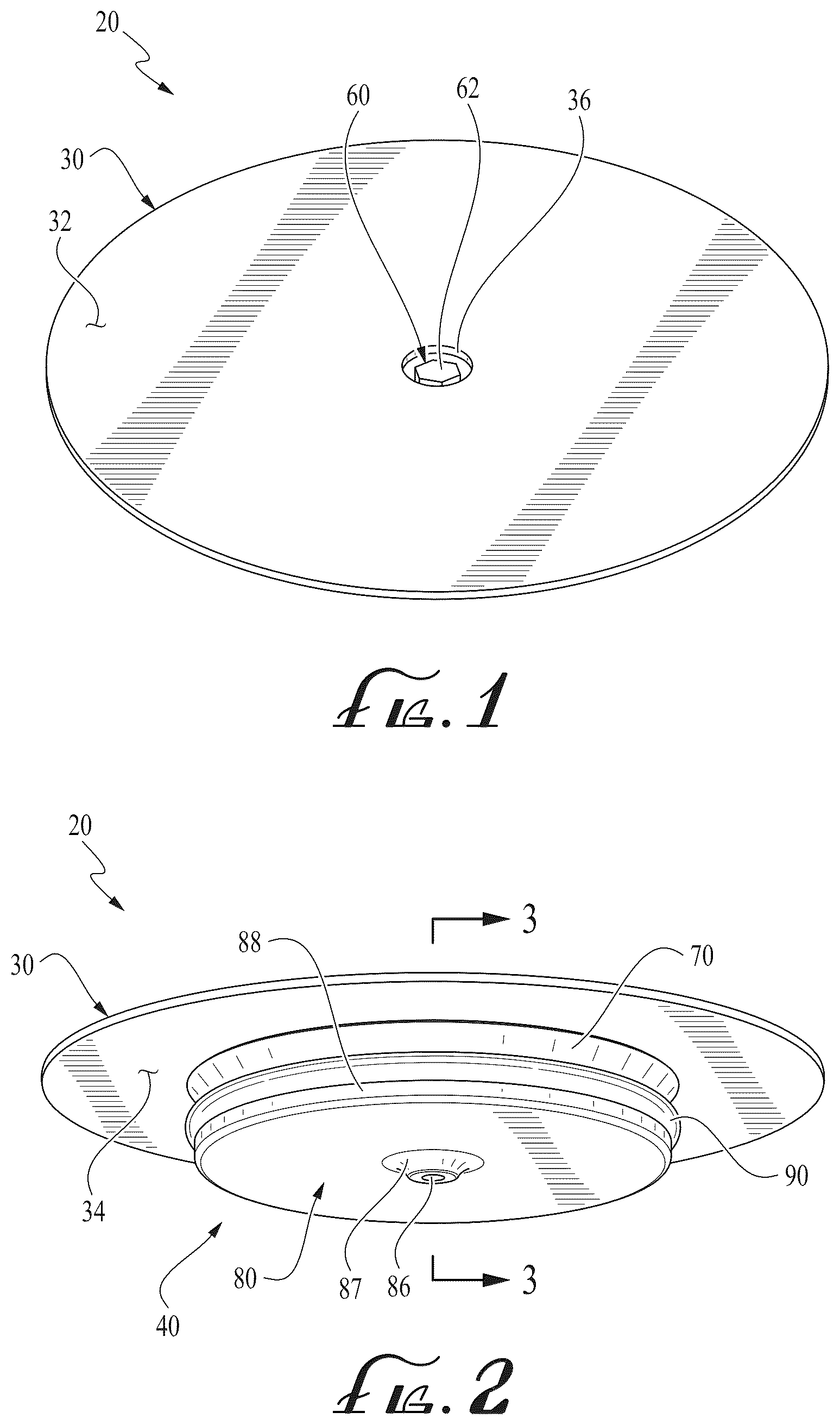 Patent US12297608 — Selectively frictionally engaged hole cover — Figure 1