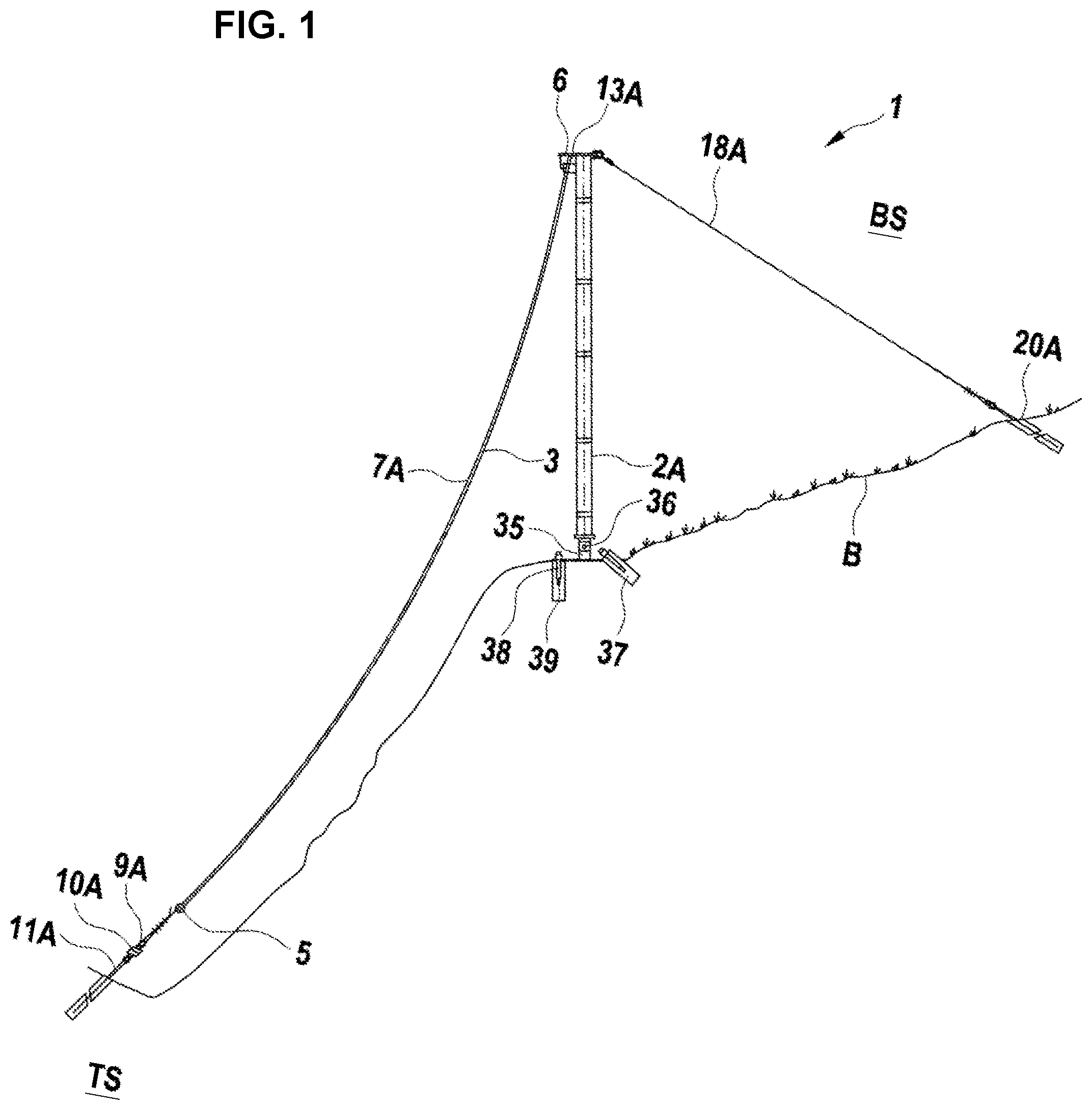 Patent US12297612 — Rockfall barrier — Figure 1