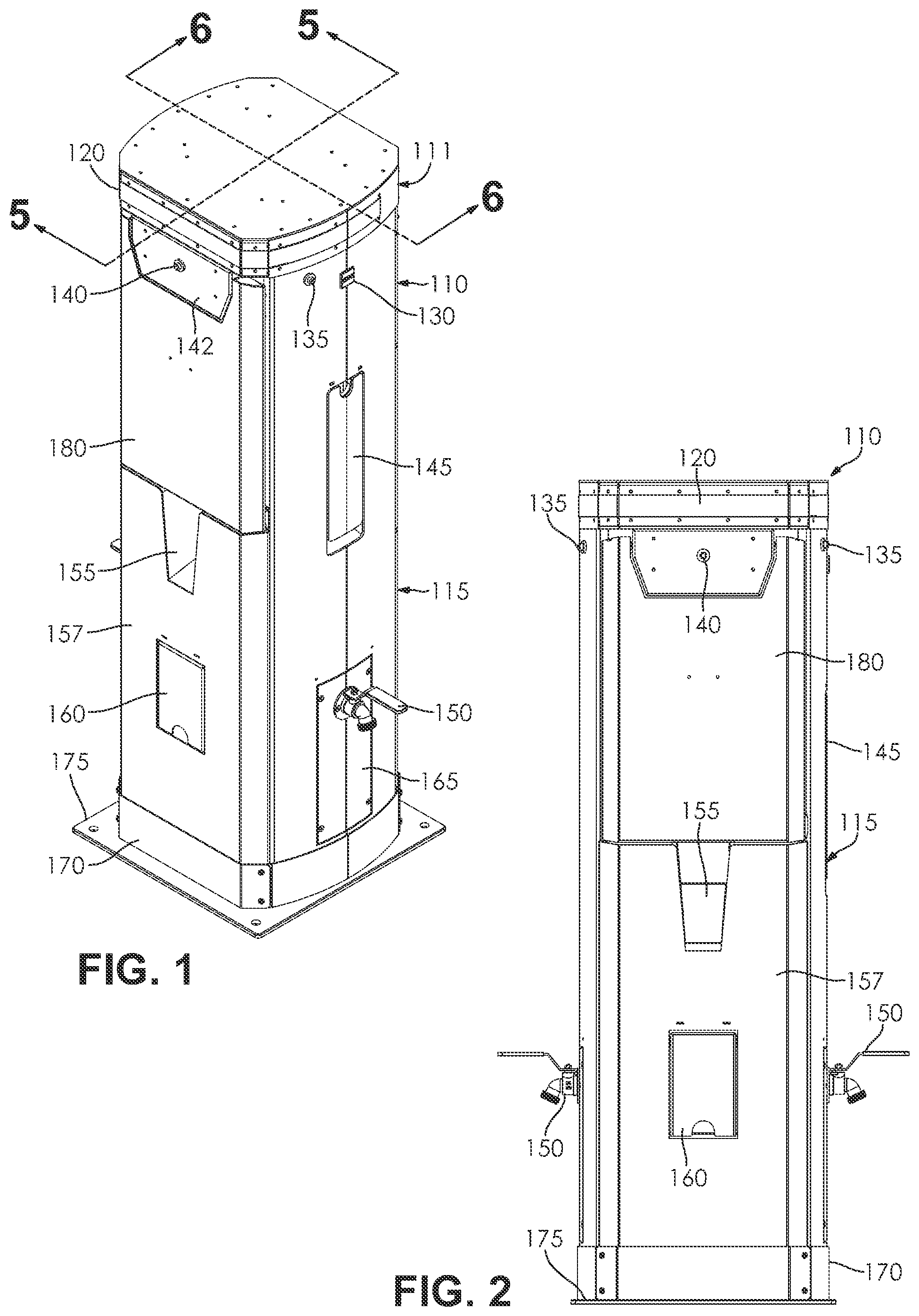 Patent US12297627 — Power and communications pedestal for recreational vehicles — Figure 1