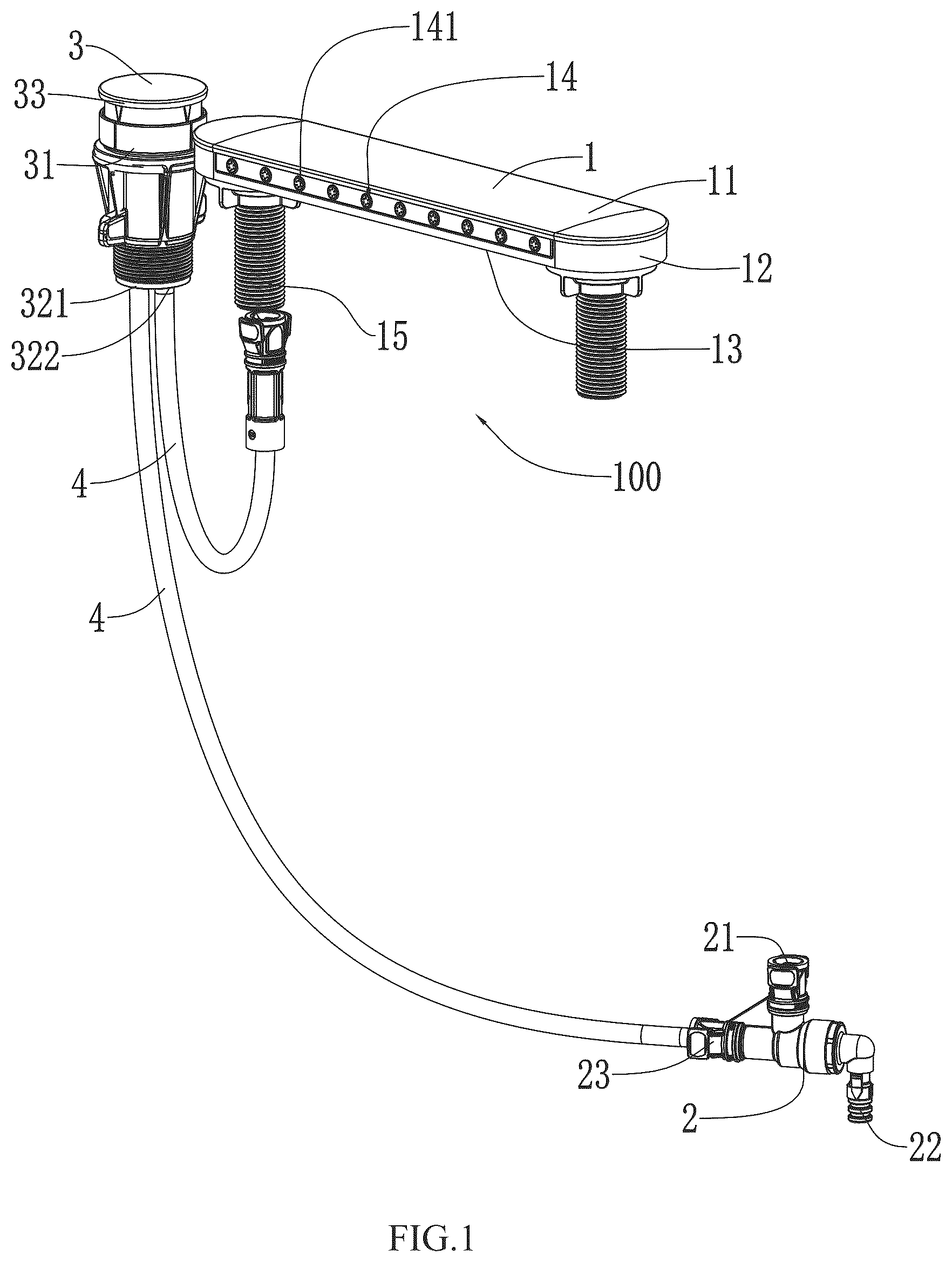 Patent US12297629 — Water outlet panel, water outlet panel assembly configured to be connected to faucet, and faucet — Figure 1