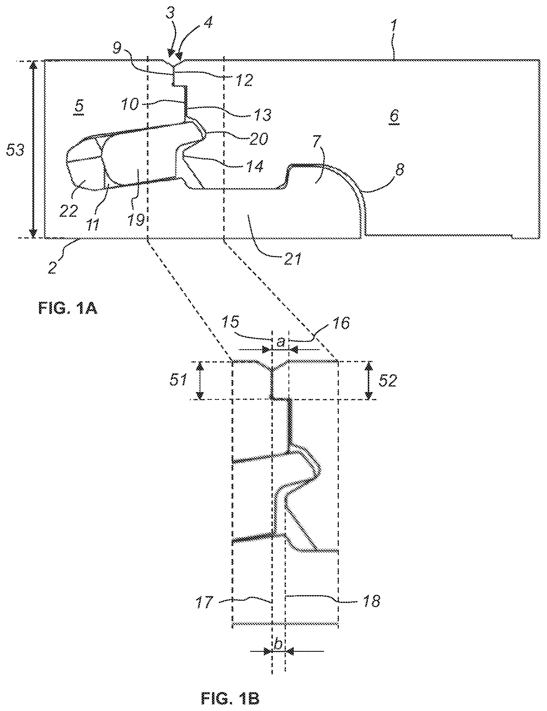 Patent US12297648 — Set of panels with mechanical positioning means — Figure 1