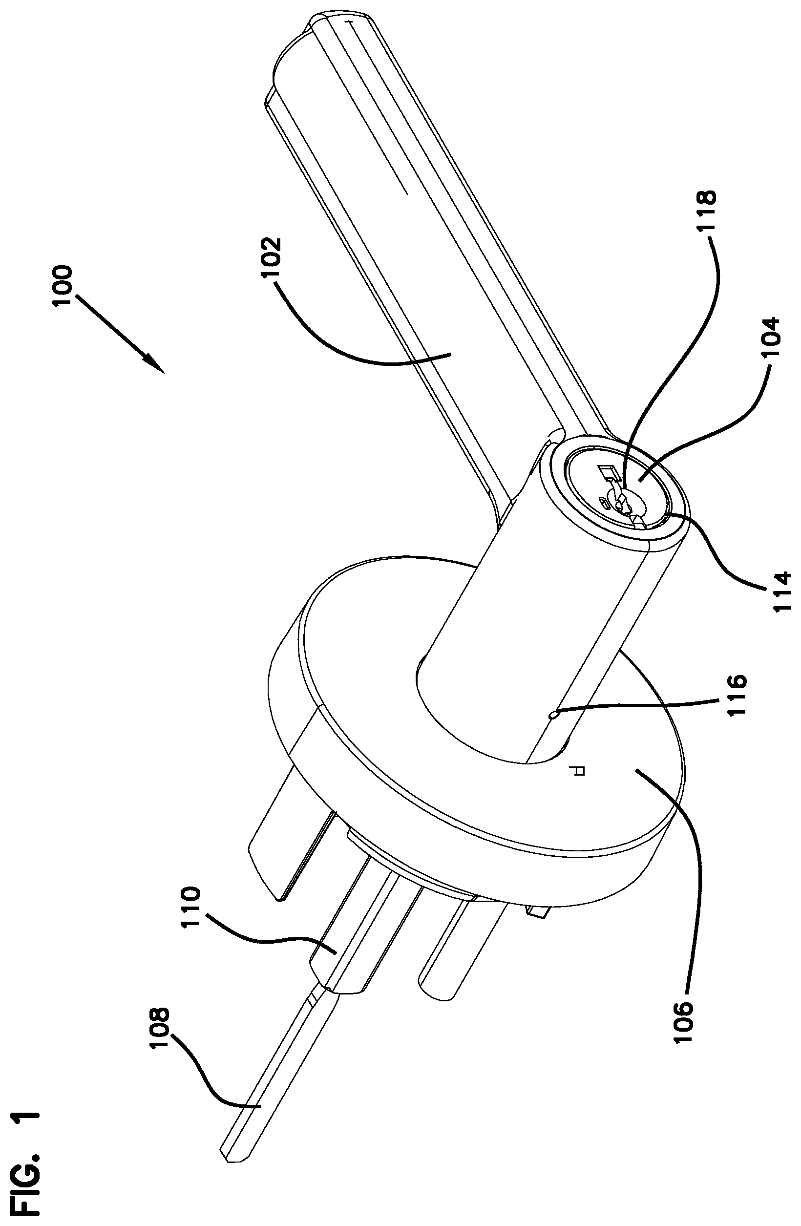 Patent US12297662 Figure 1 – Support structure for handle assembly