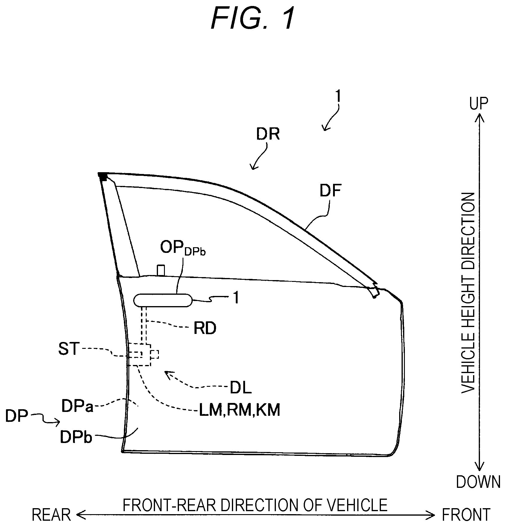 Patent US12297675 — Door handle apparatus for vehicle — Figure 1