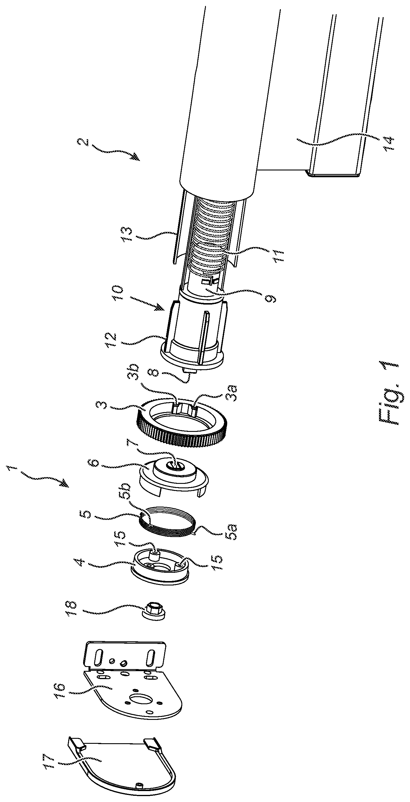 Patent US12297695 — Adjusting mechanism for a roller blind — Figure 1