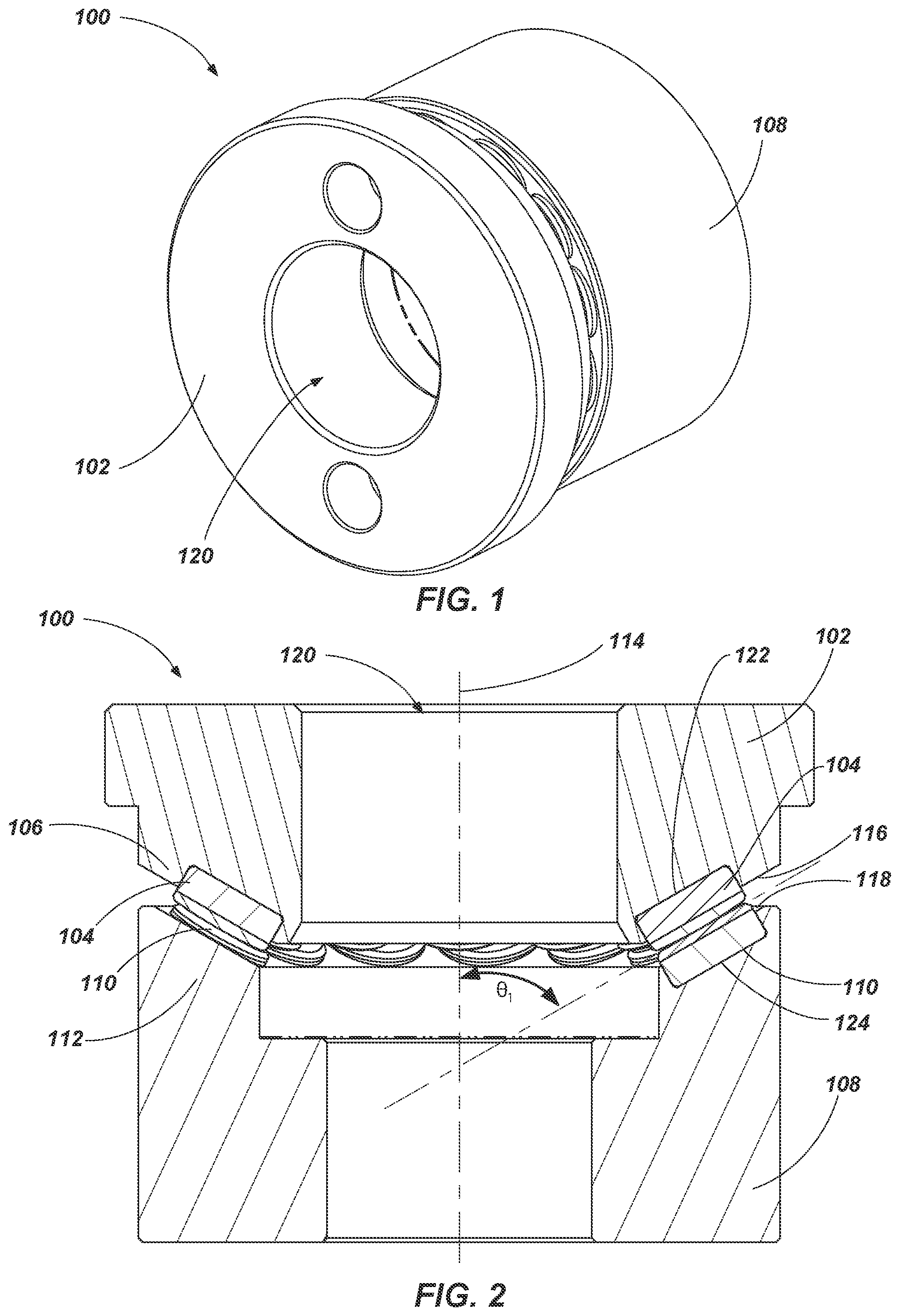 Patent US12297716 — Bearing assemblies, apparatuses, and methods including bearing elements — Figure 1