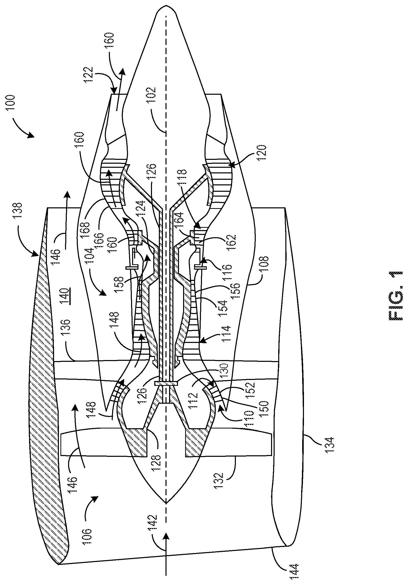 Patent US12297741 — Rapid active clearance control system of inter stage and mid-seals — Figure 1