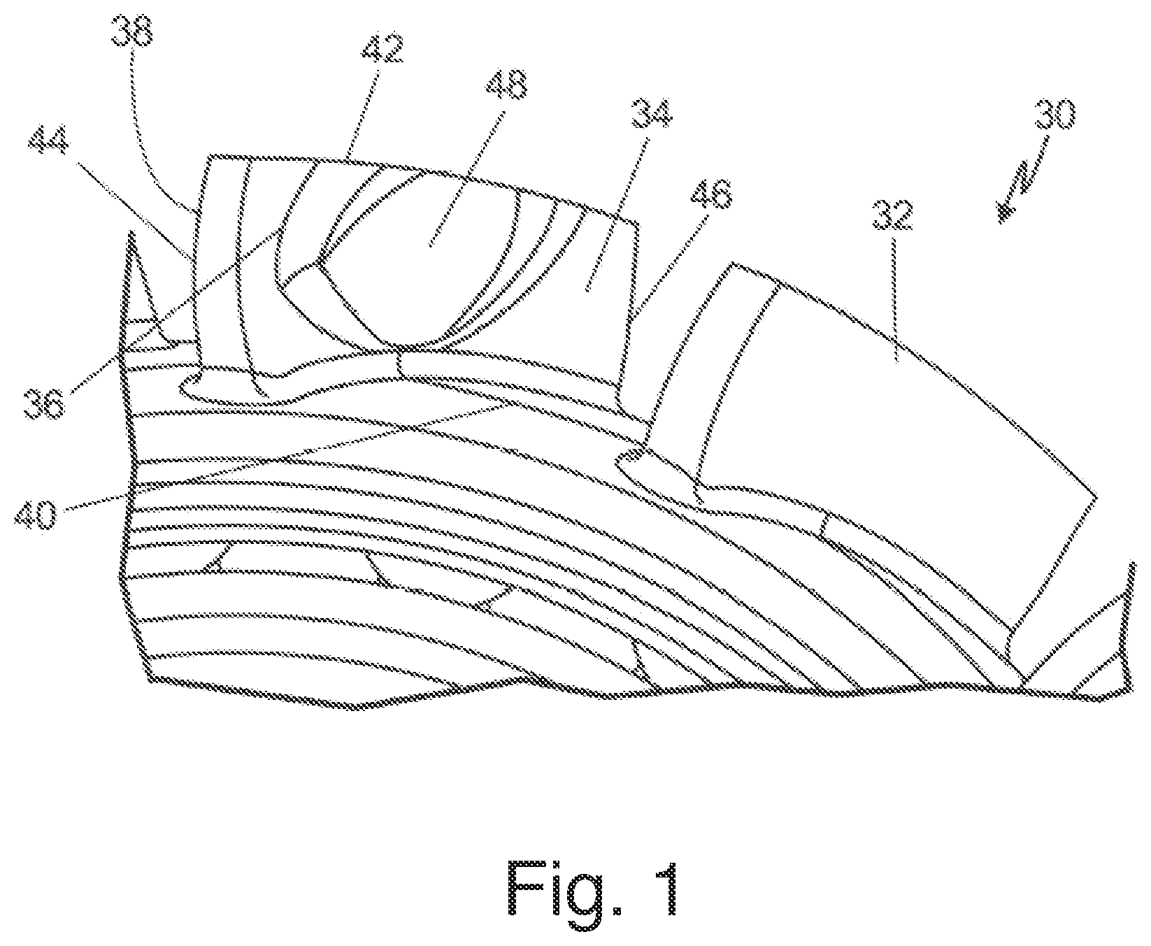 Patent US12297746 — Erosion compensated vane geometry — Figure 1