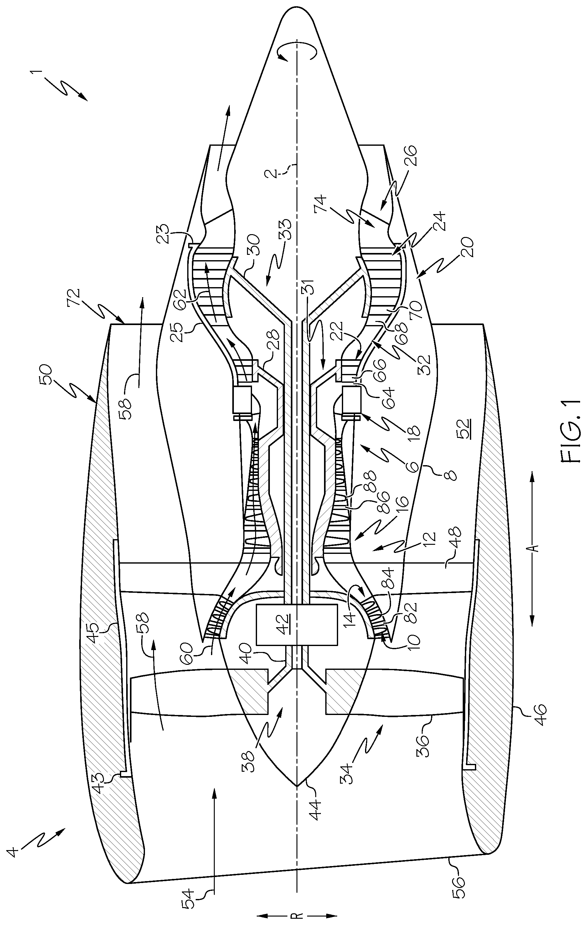 Patent US12297750 — Fluid ducts including a rib — Figure 1