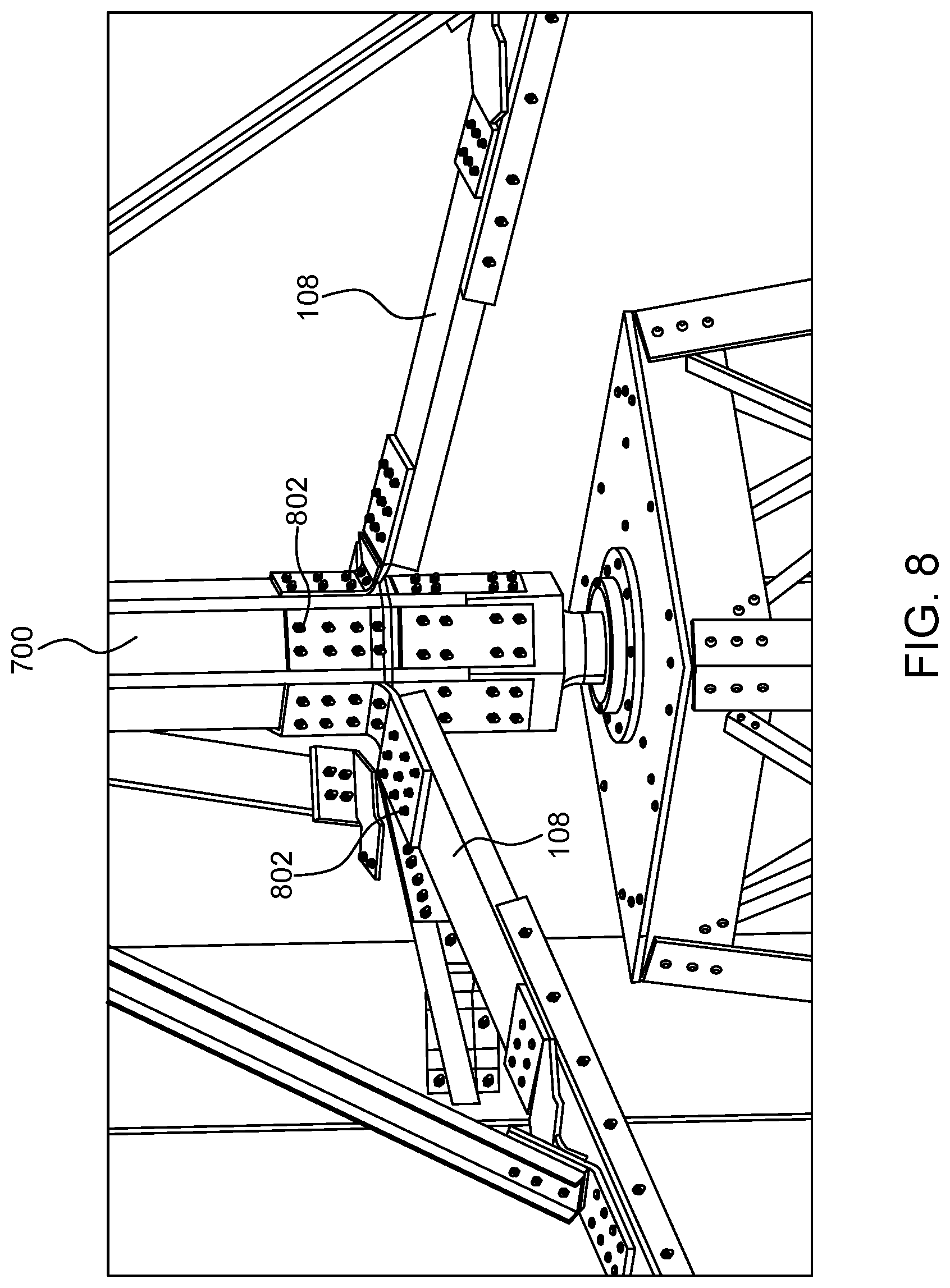 Patent US12297807 Figure 8 – Vertical axis wind turbine with polygonal mast