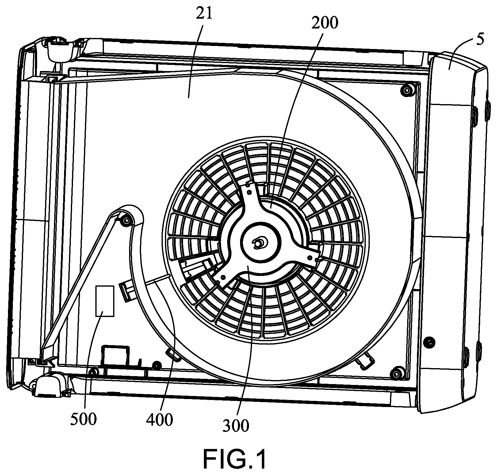 Patent US12297838 — Air circulation apparatus with wire safety arrangement — Figure 1