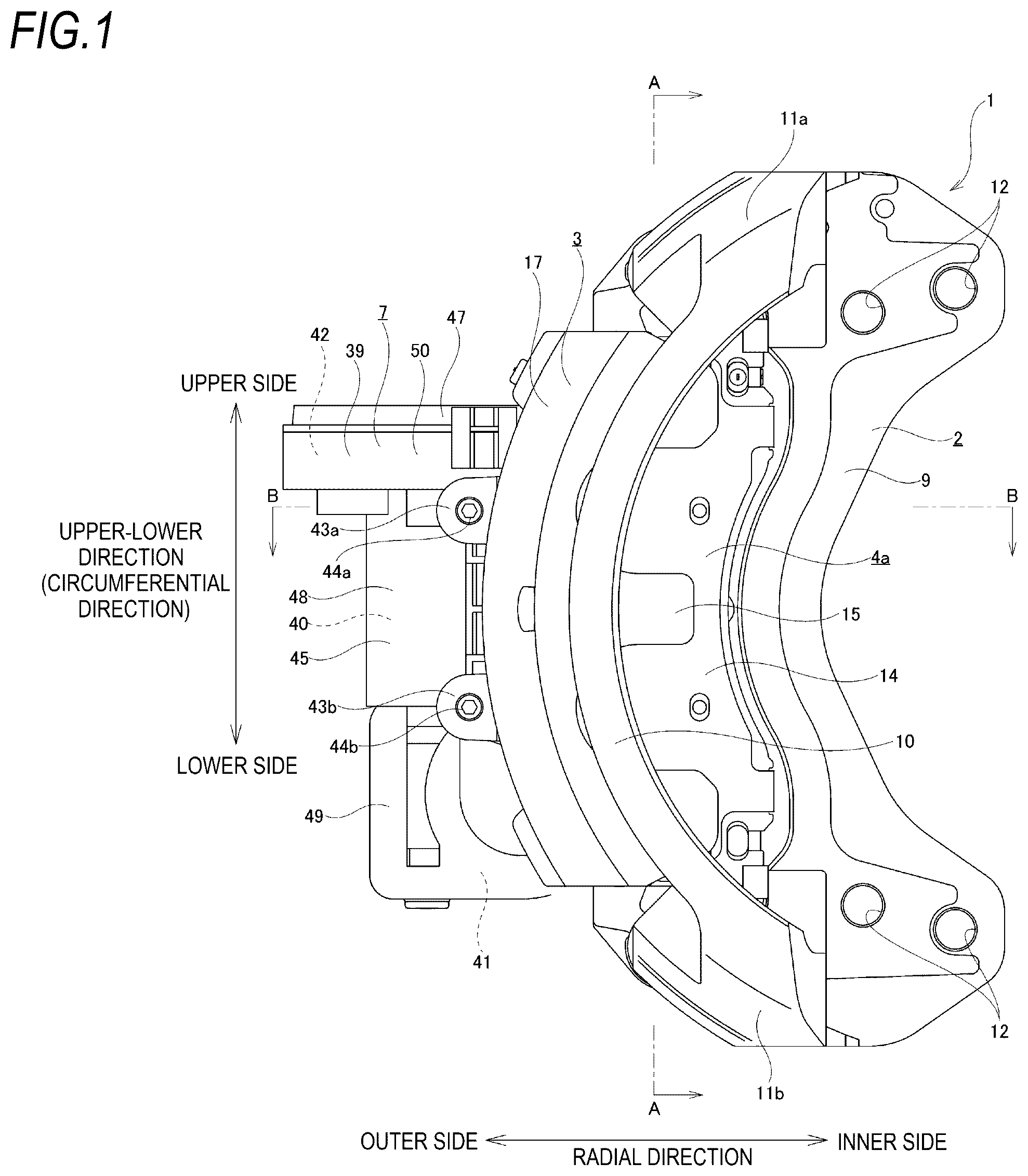 Patent US12297880 — Motor gear unit for disc brake apparatus and disc brake apparatus — Figure 1
