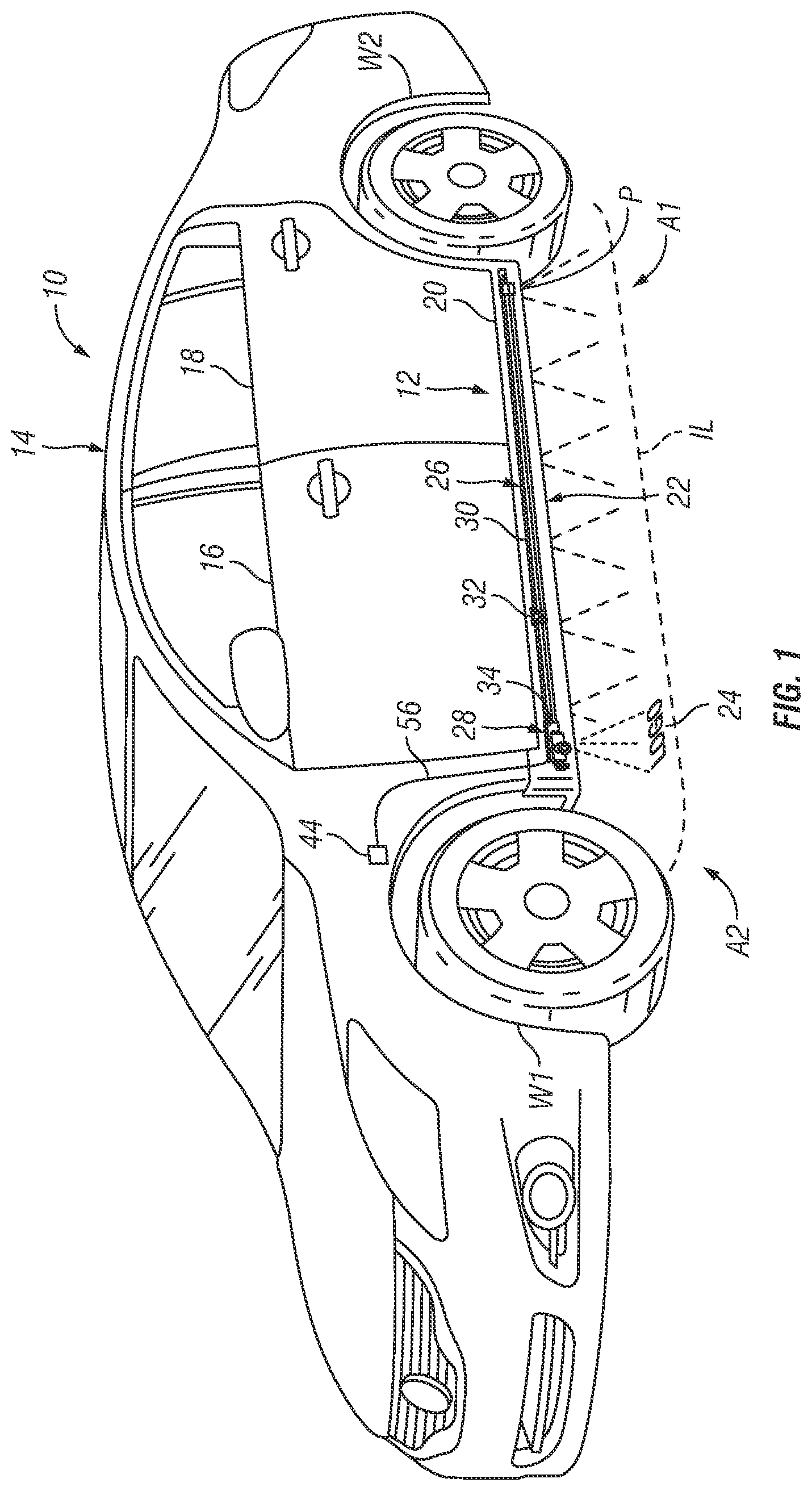 Patent US12297988 — Vehicle light assembly with light bar and rotatable projector — Figure 1