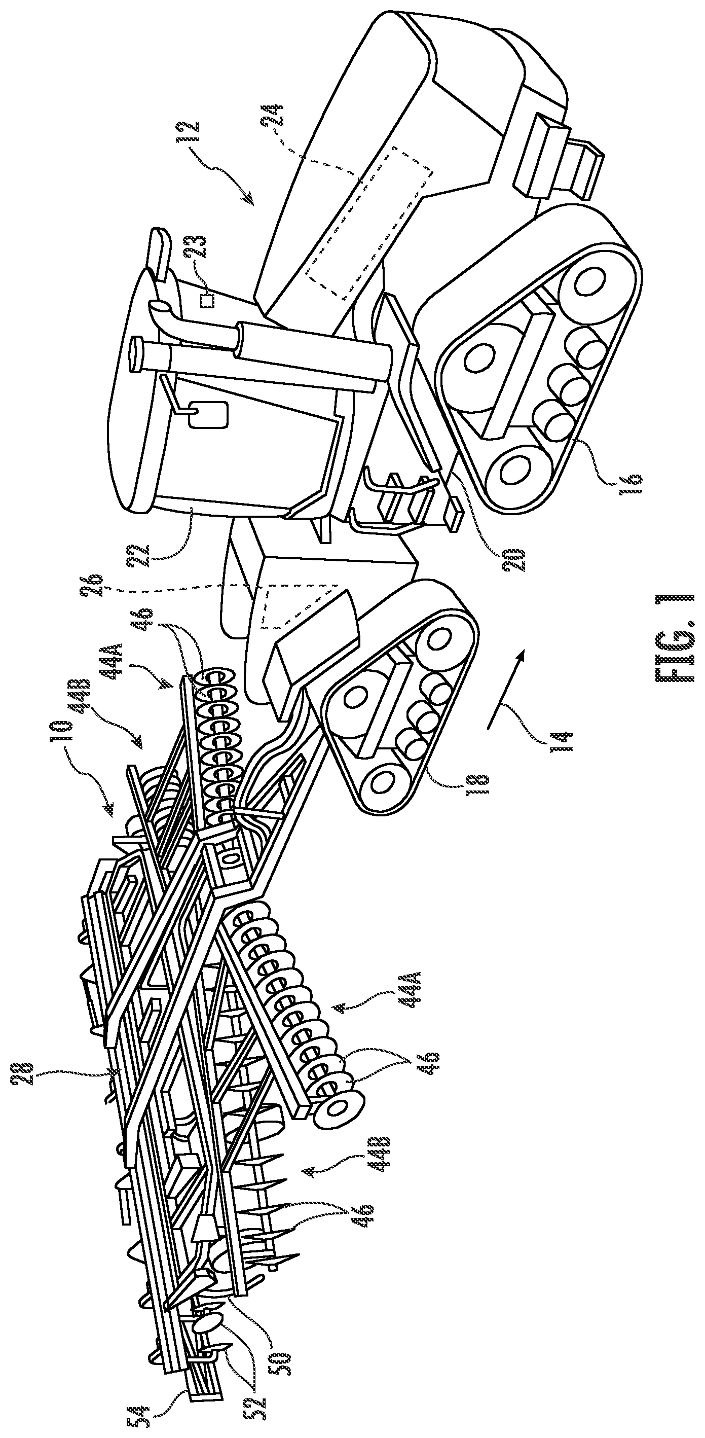 Patent US12302771 — Systems and methods for detecting material accumulation relative to disk gang assemblies of agricultural implements — Figure 1