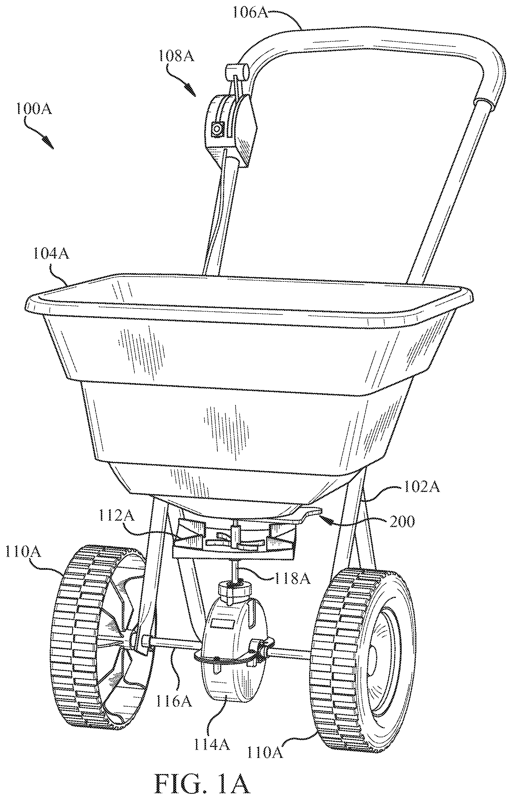 Patent US12302779 — Adaptable walk behind spreader — Figure 1