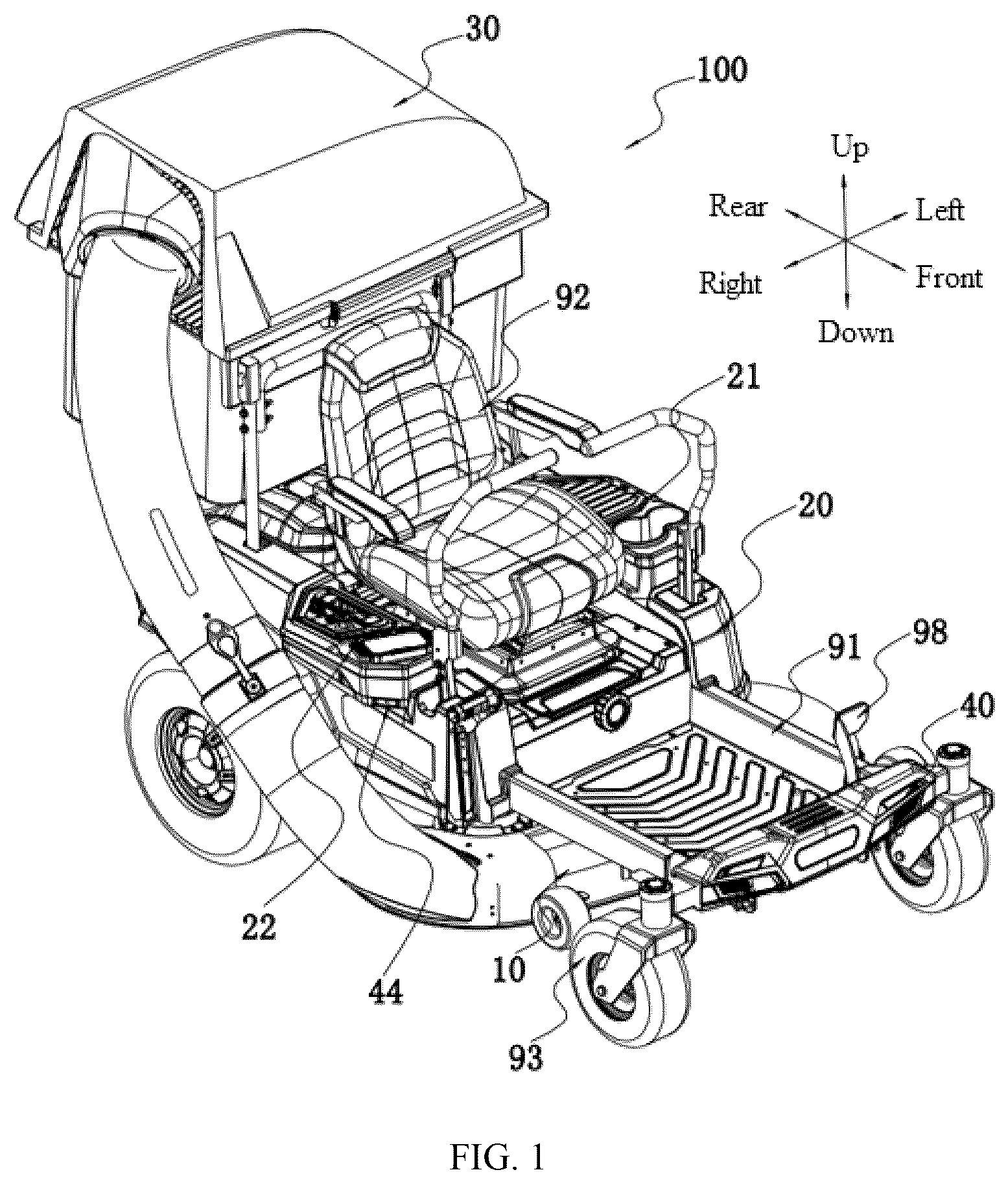 Patent US12302785 Figure 1 – Riding lawn mower with a USB interface
