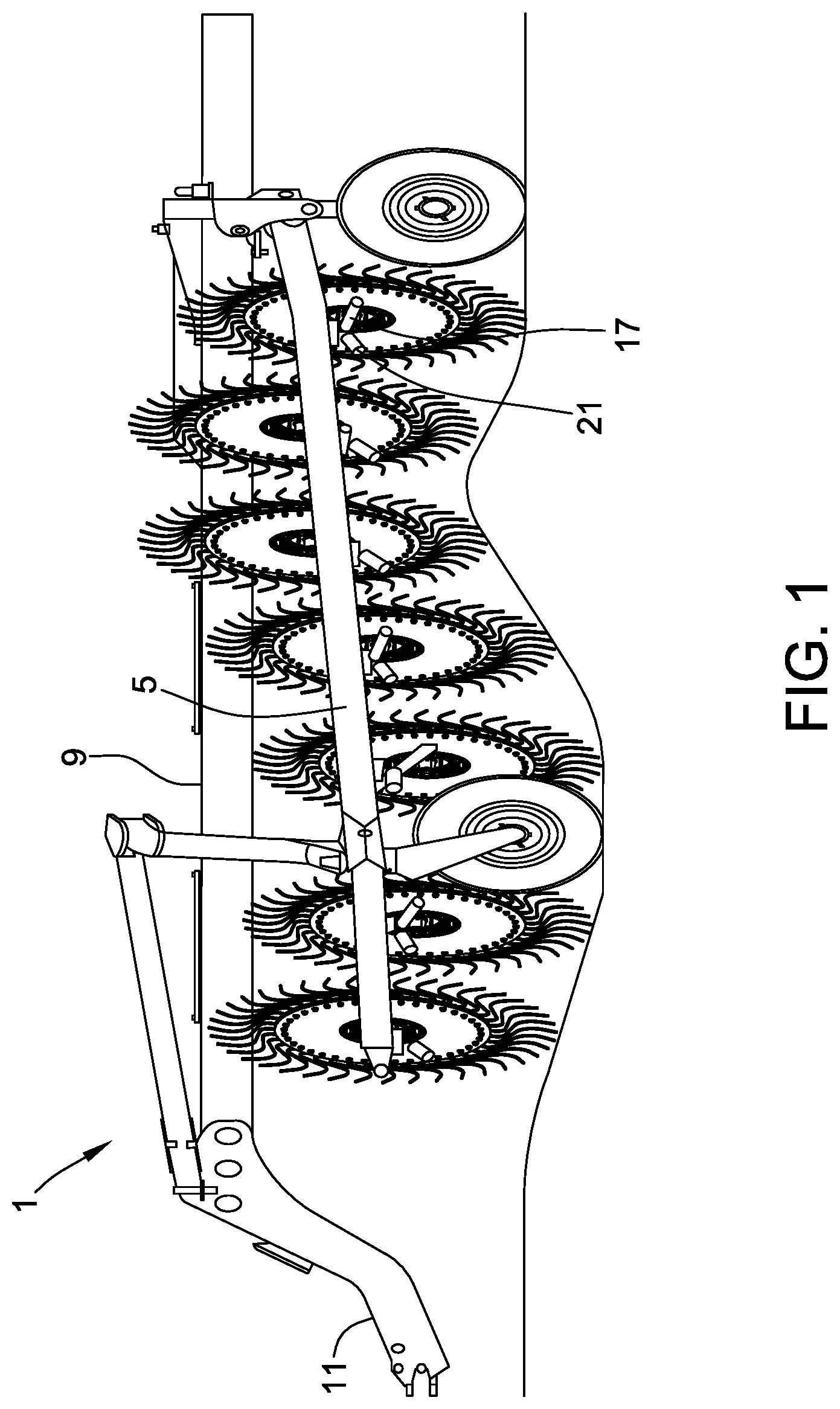 Patent US12302794 — Rake wheels for gathering crop material — Figure 1