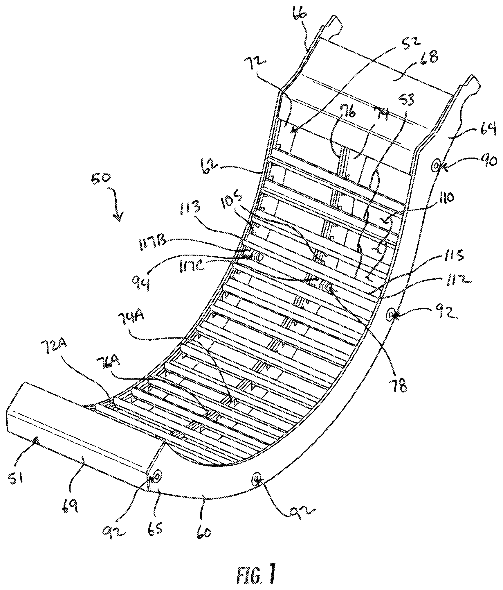 Patent US12302795 — Threshing beds and concave for an agricultural combine formed therewith — Figure 1