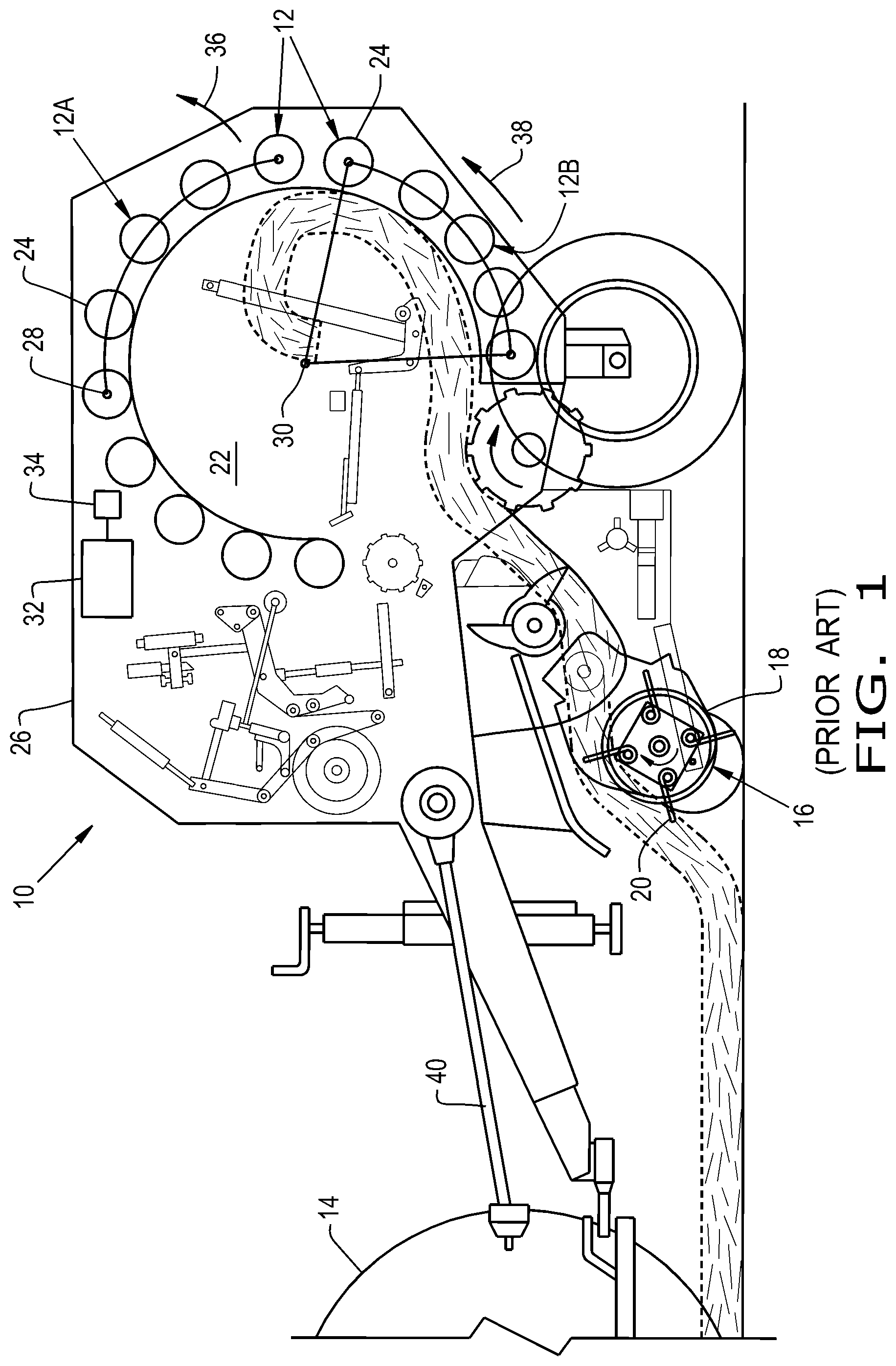 Patent US12302796 — Draper pickup with crop distribution for agricultural baler — Figure 1