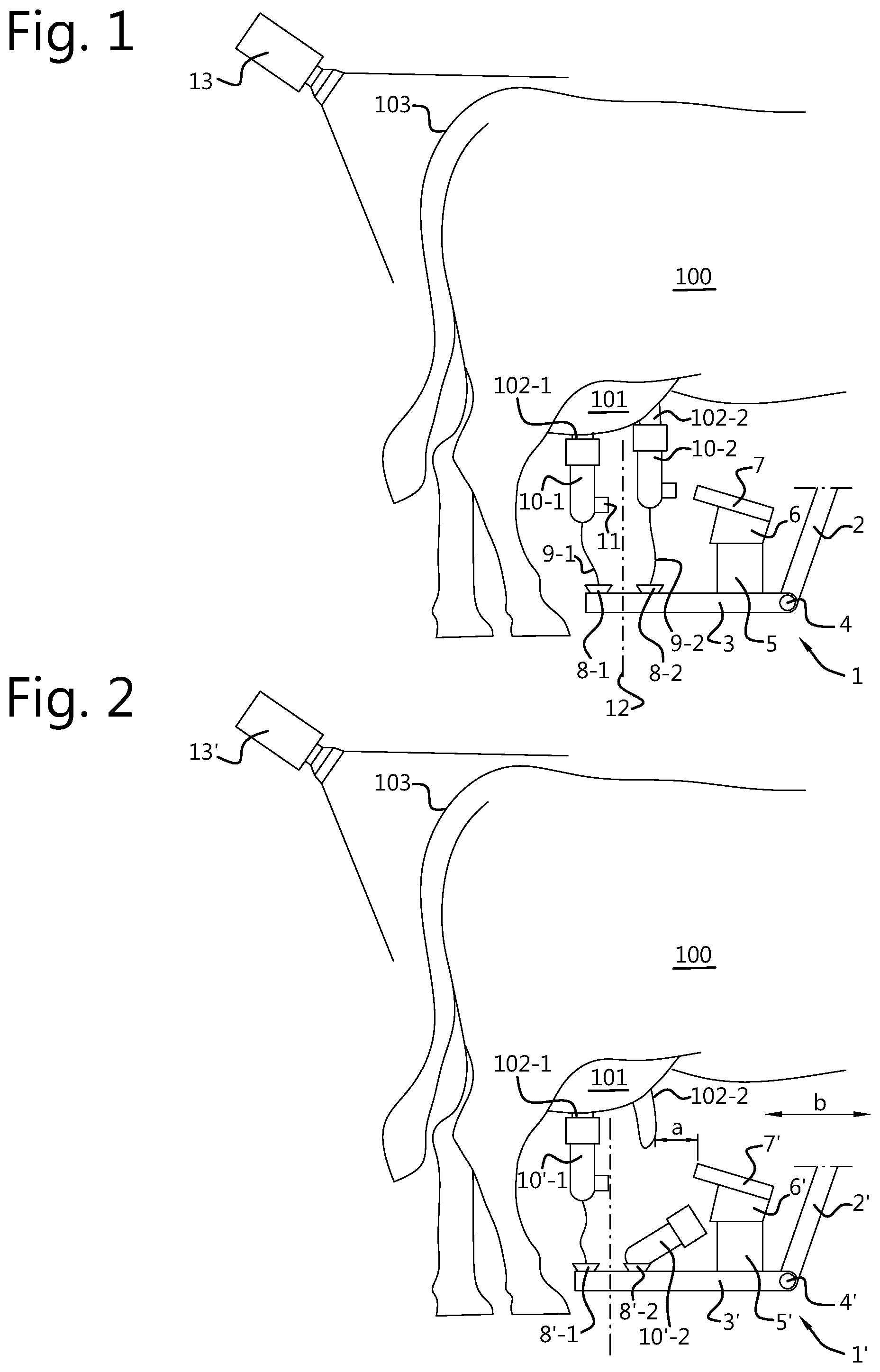 Patent US12302855 — Robot milking device — Figure 1