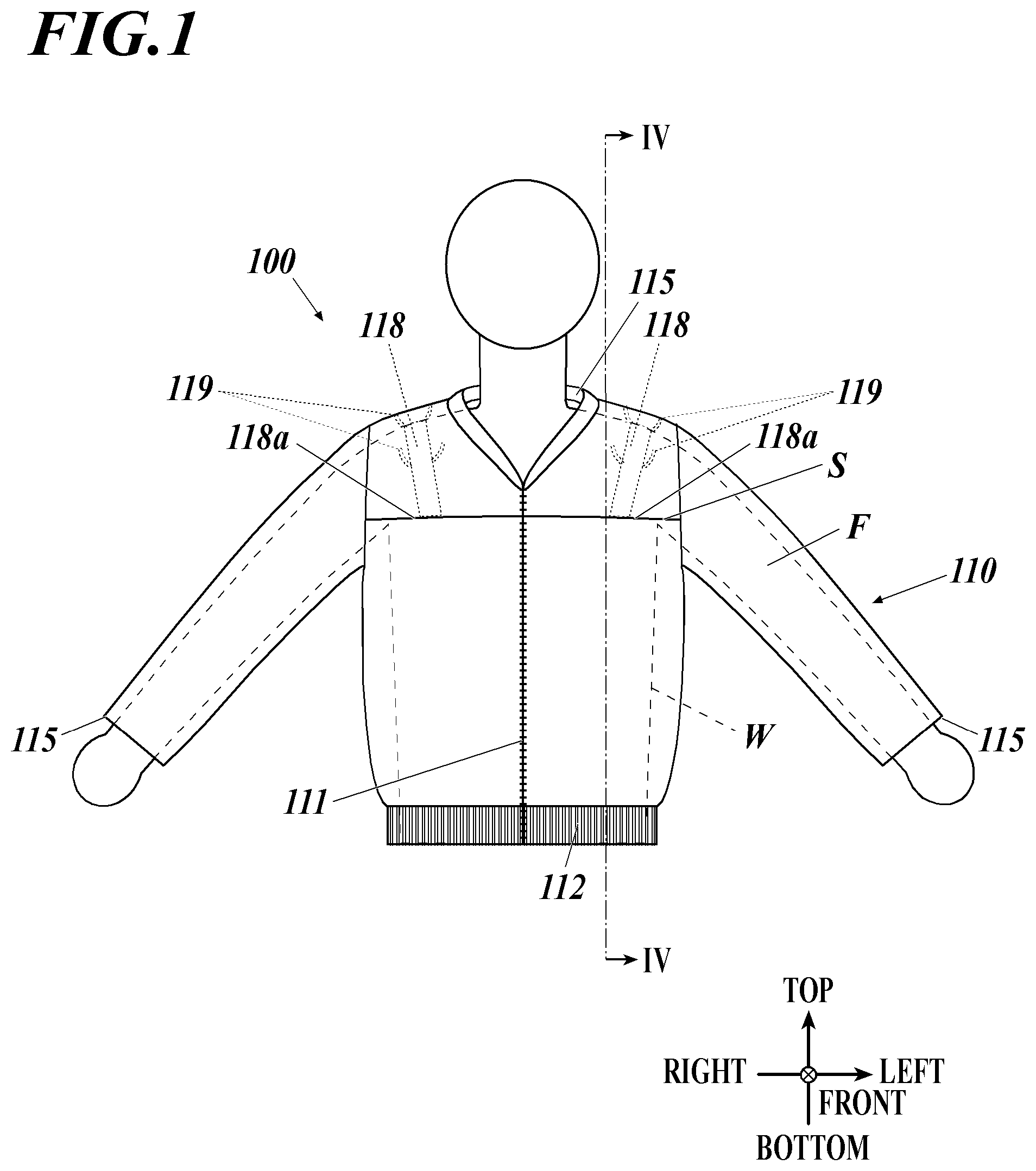 Patent US12302958 — Body of air-conditioning garment and air- conditioning garment — Figure 1