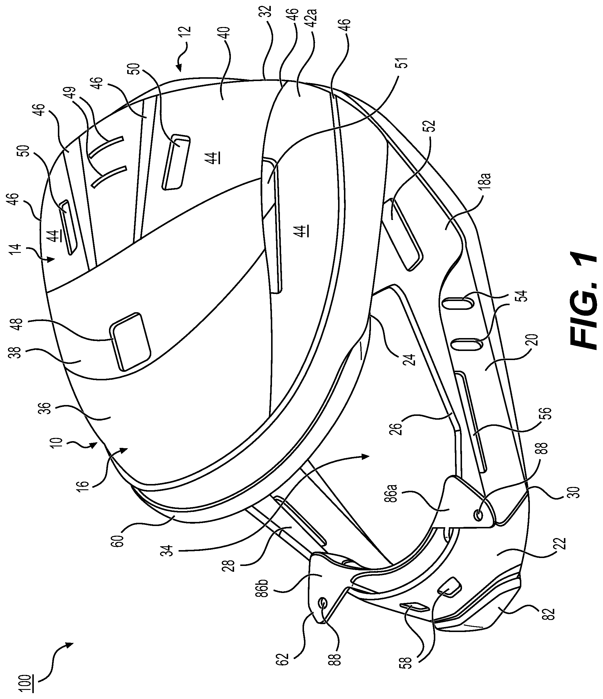 Patent US12302975 — Protective headgear — Figure 1