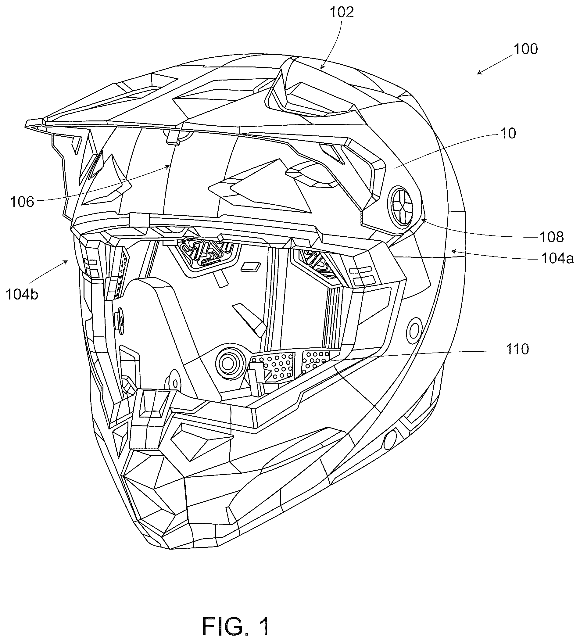 Patent US12302978 — Breakaway visor — Figure 1