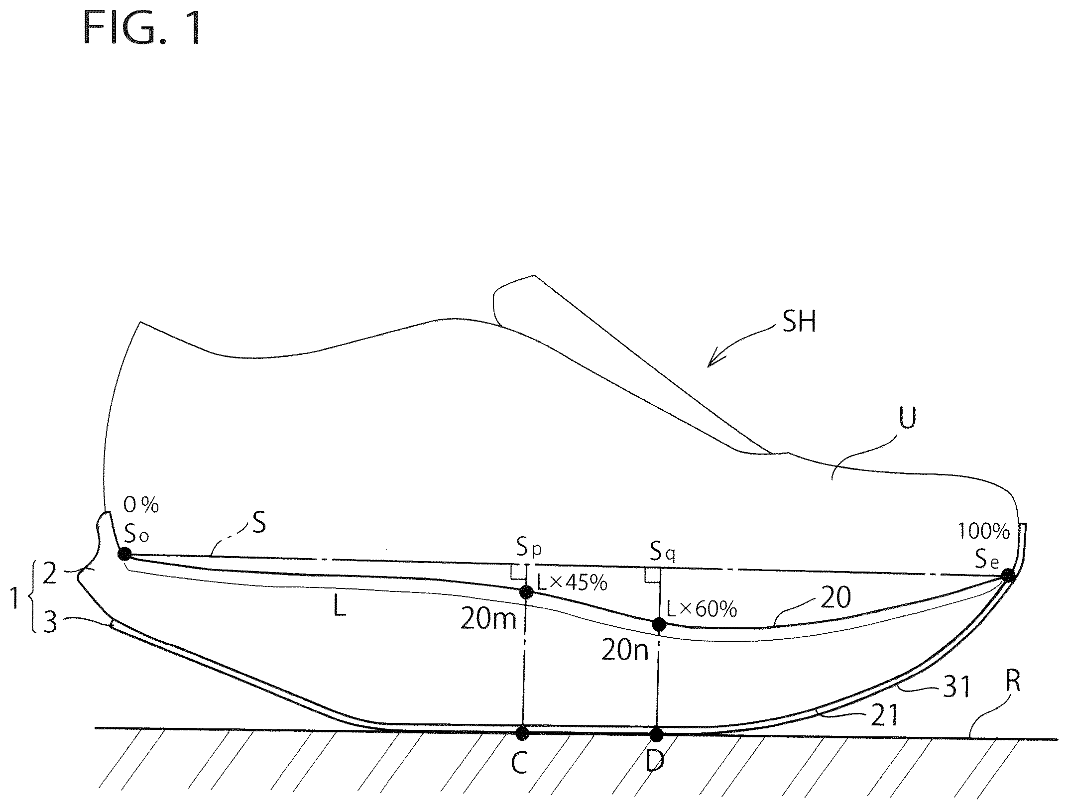 Patent US12302983 — Sole for a shoe — Figure 1