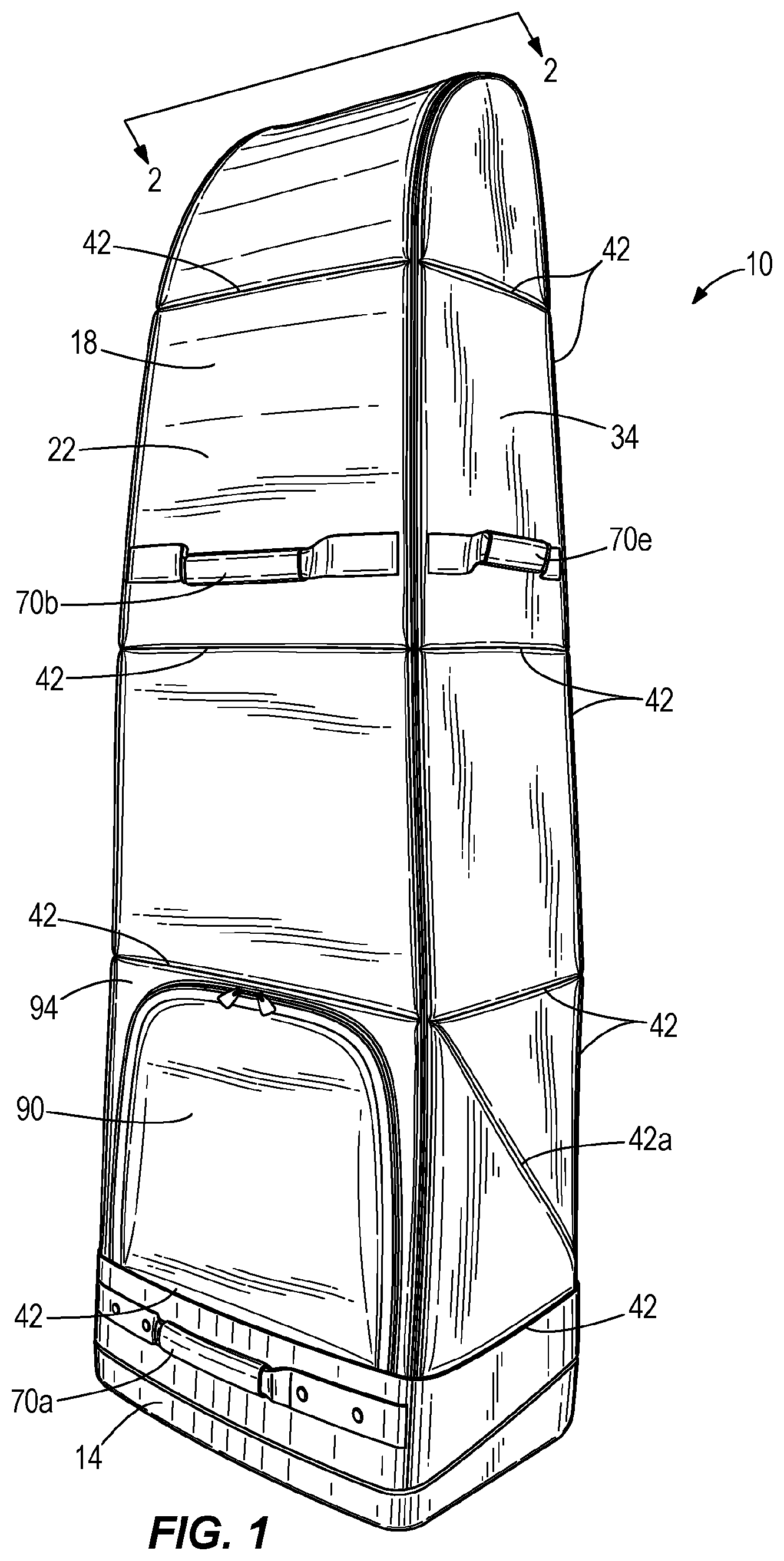 Patent US12303007 — Rolling collapsible travel luggage — Figure 1