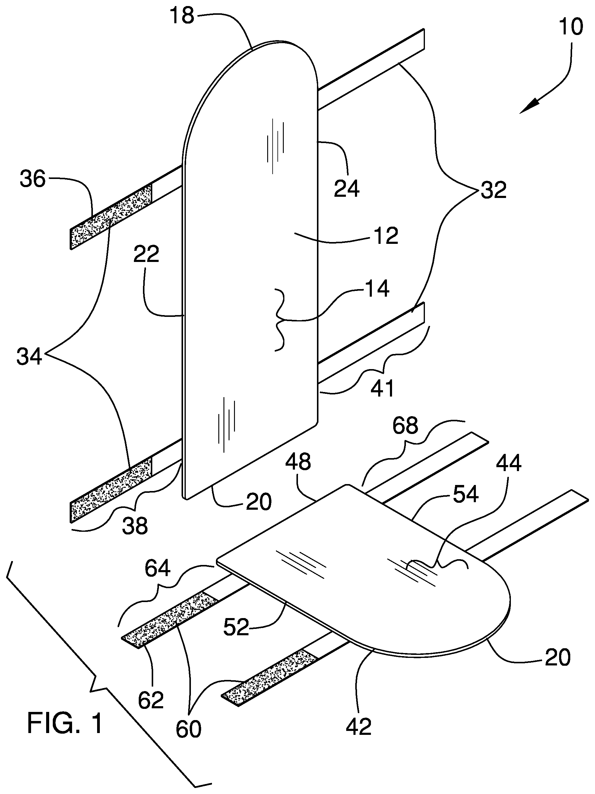 Patent US12303037 Figure 1 – Sanitary seat cover apparatus