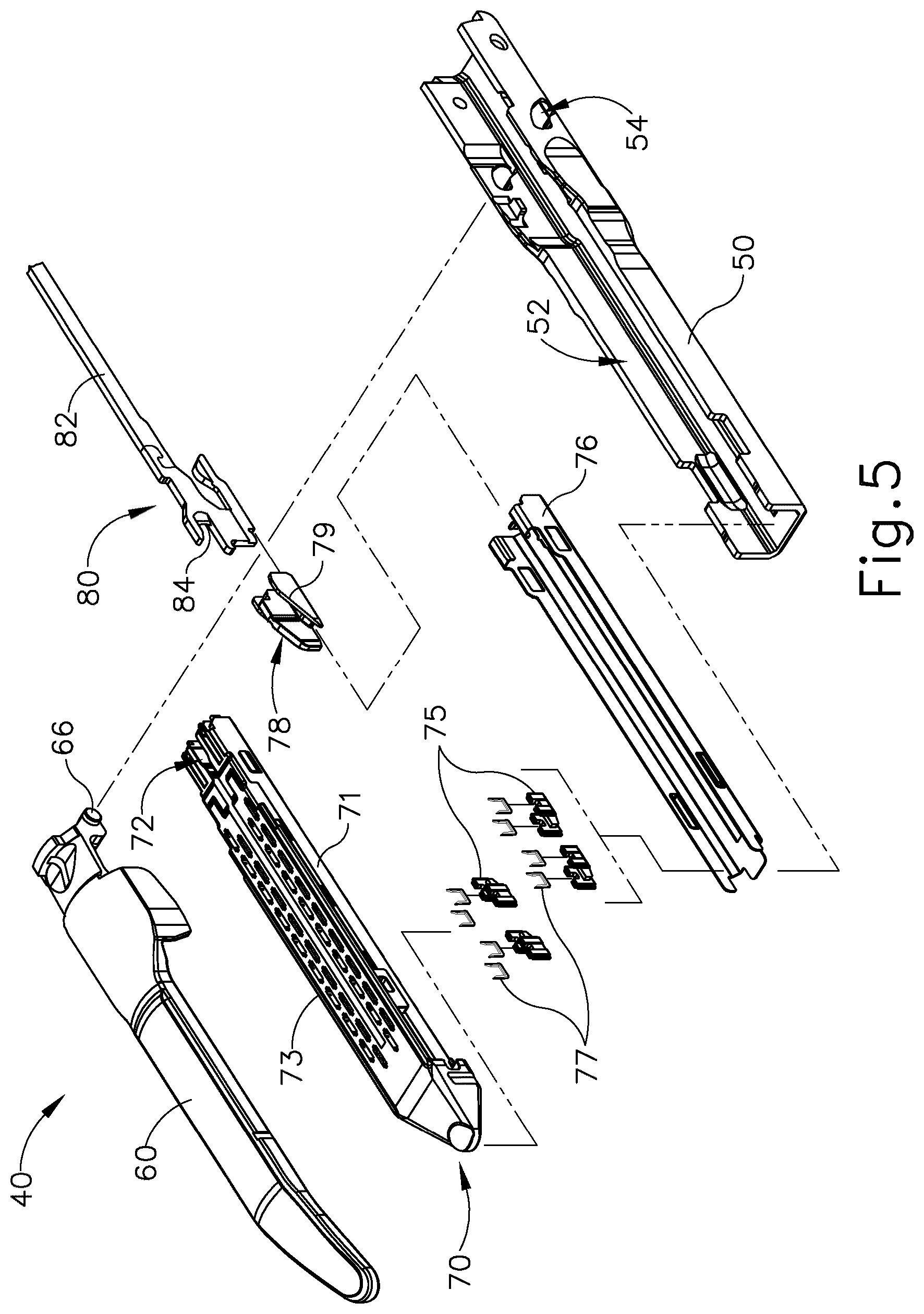 Patent US12303127 Figure 5 – Lockout engagement features for surgical stapler