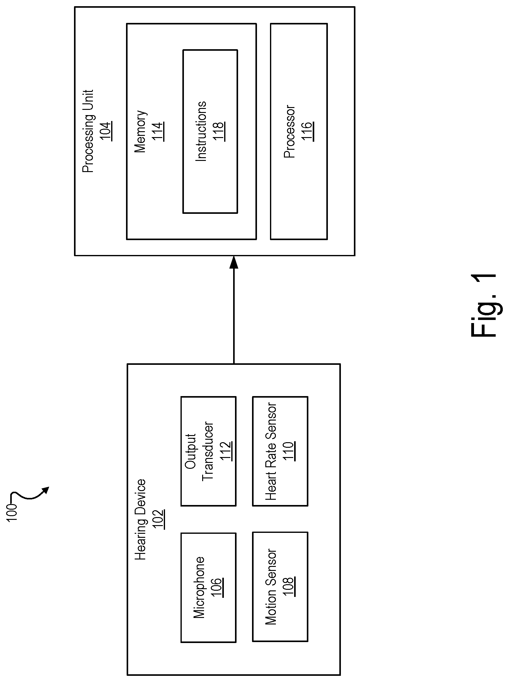 Patent US12303258 — Hearing device-based systems and methods for determining a heart rate value — Figure 1