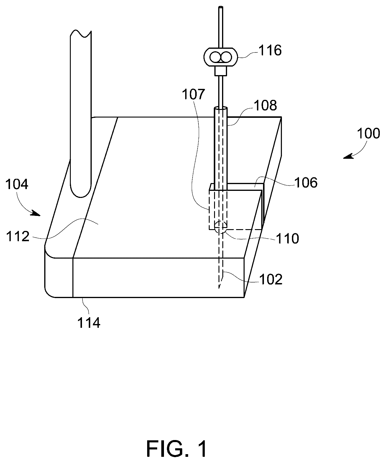 Patent US12303321 — Ultrasound probe with an integrated needle assembly and a computer program product, a method and a system for providing a path for inserting a needle of the ultrasound probe — Figure 1