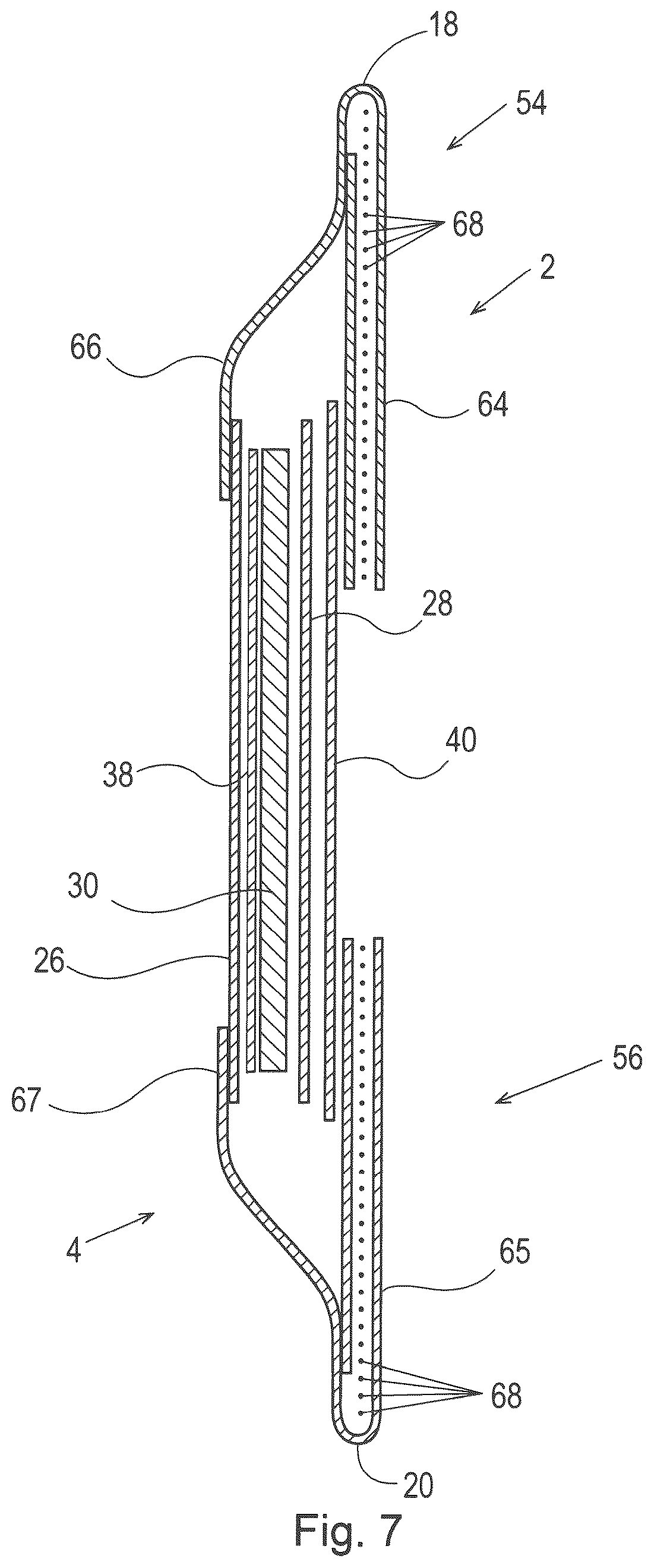 Patent US12303361 Figure 7 – Highly extensible nonwoven webs and absorbent articles having such webs