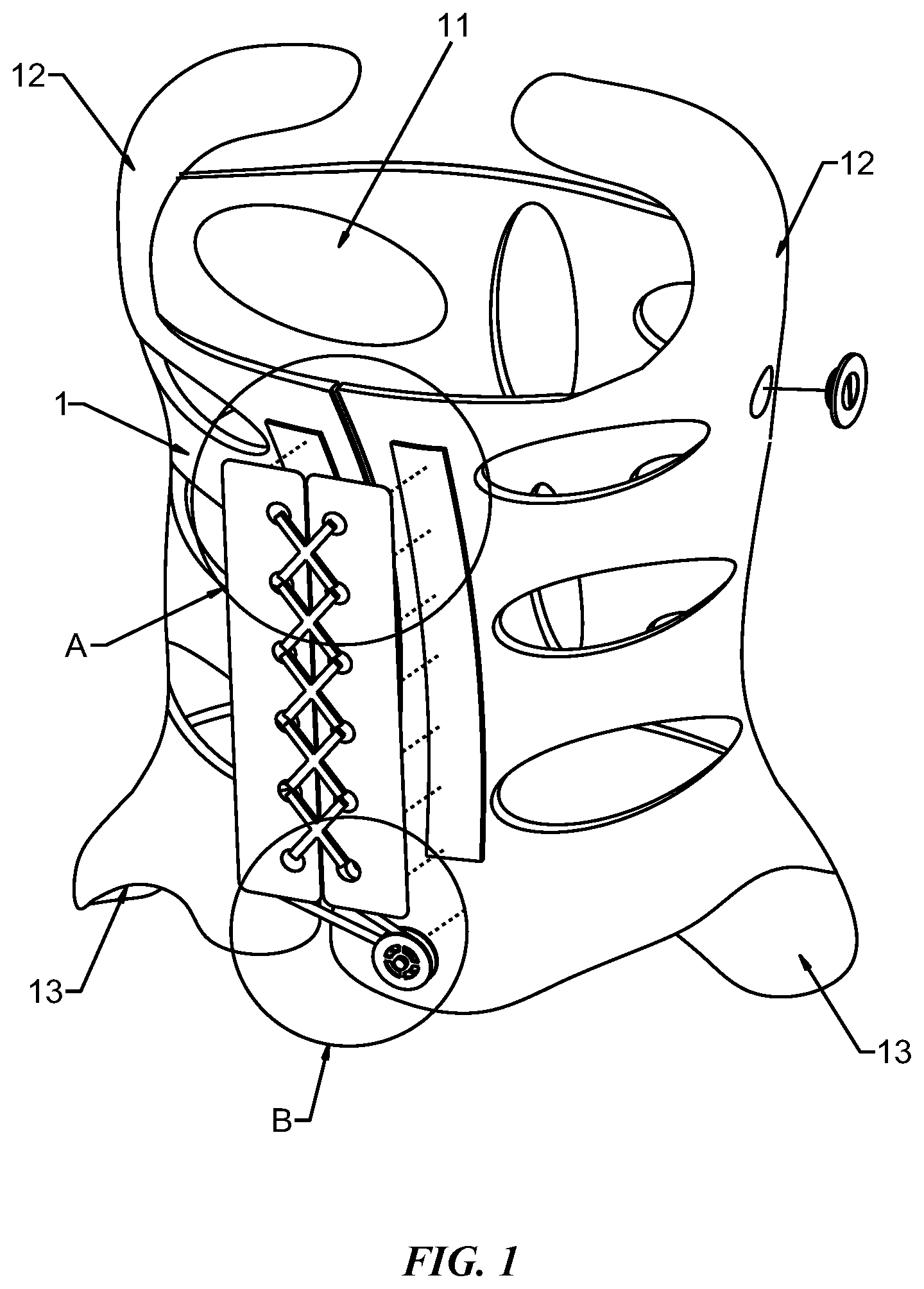 Patent US12303420 — Adjustable scoliosis orthosis and use method thereof — Figure 1