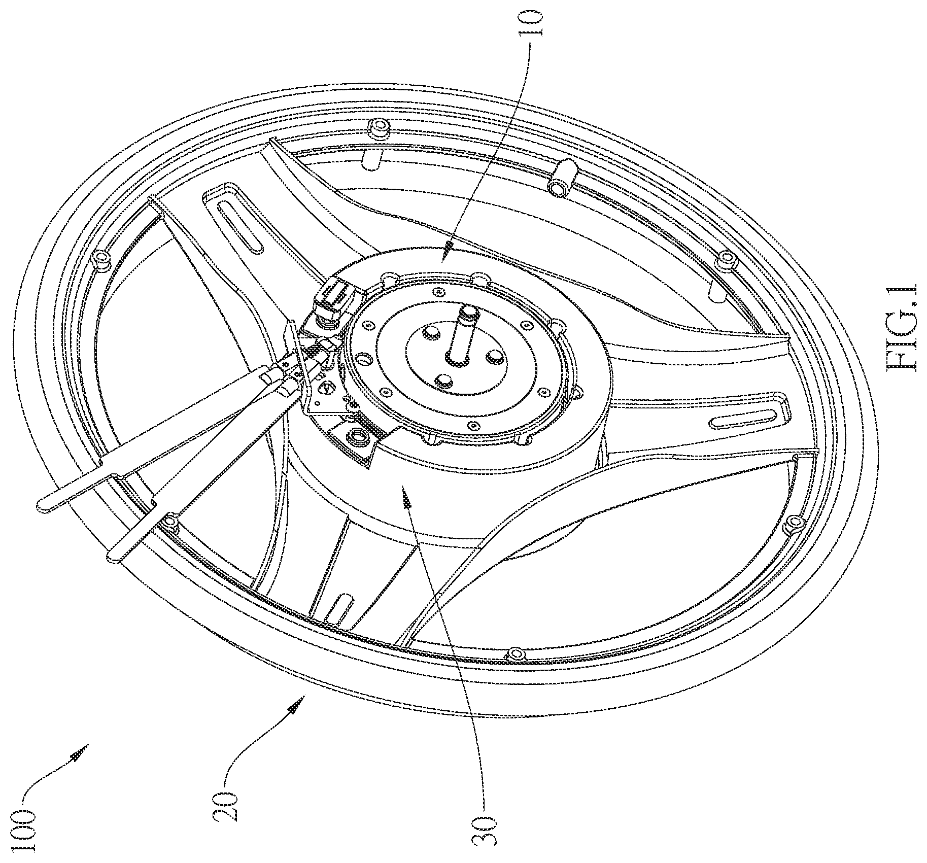 Patent US12303439 Figure 1 – Drive wheel for wheelchair and quick-releasable drive wheel assembly