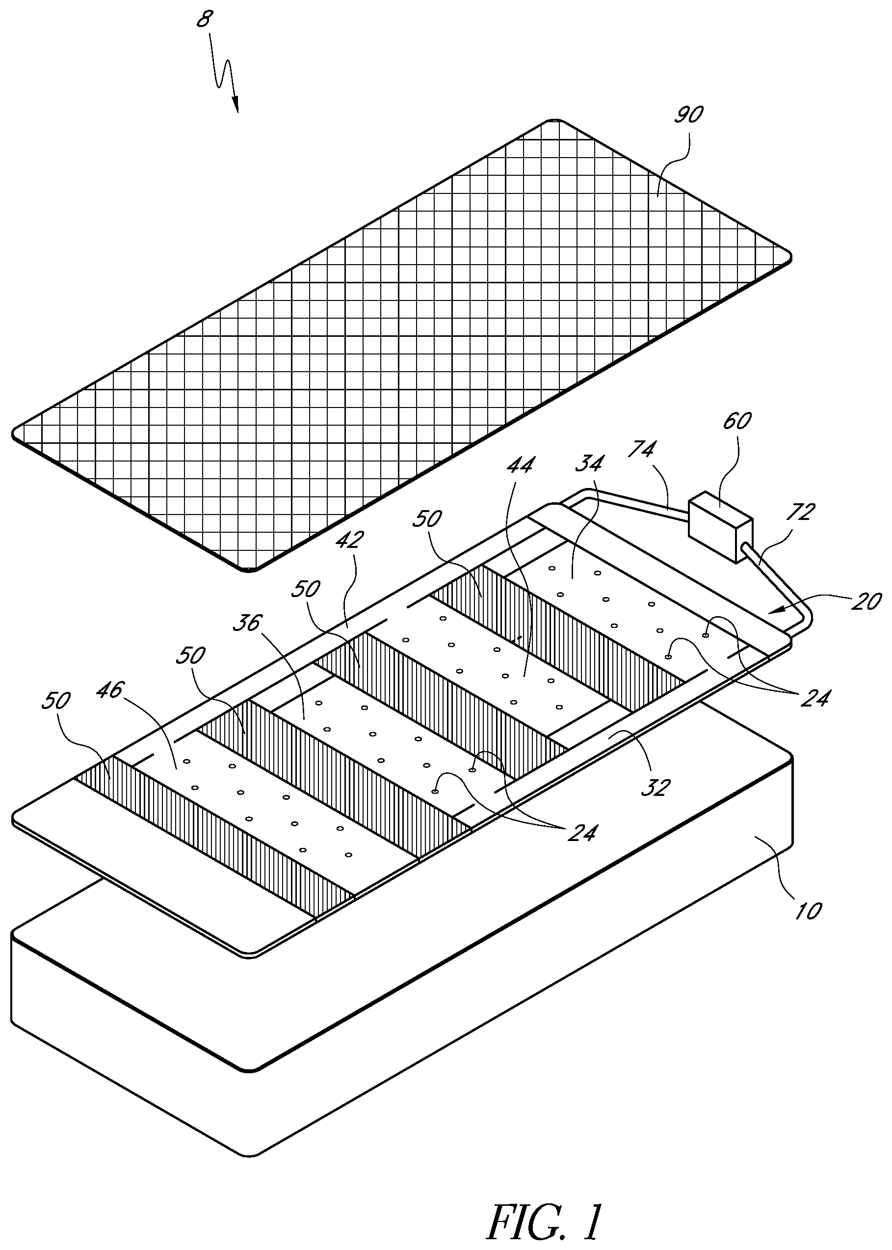 Patent US12303445 — Temperature controlled bed system — Figure 1