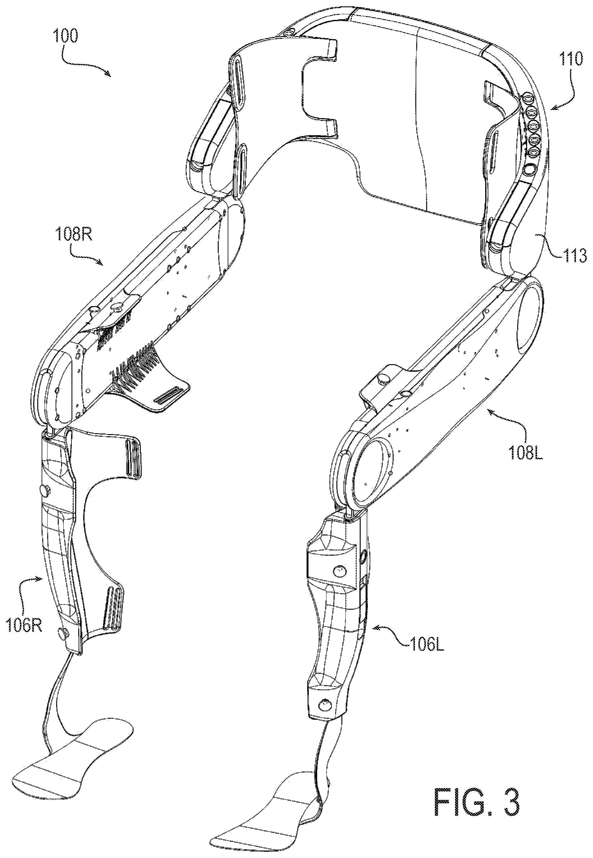 Patent US12303453 Figure 3 – Legged mobility exoskeleton device with enhanced adjustment mechanisms