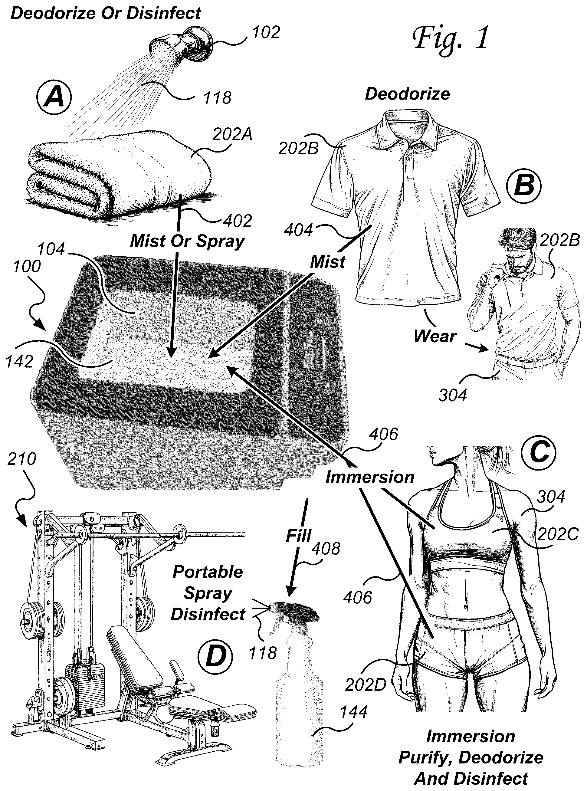 Patent US12303609 — Aqua-ozone hygienization — Figure 1