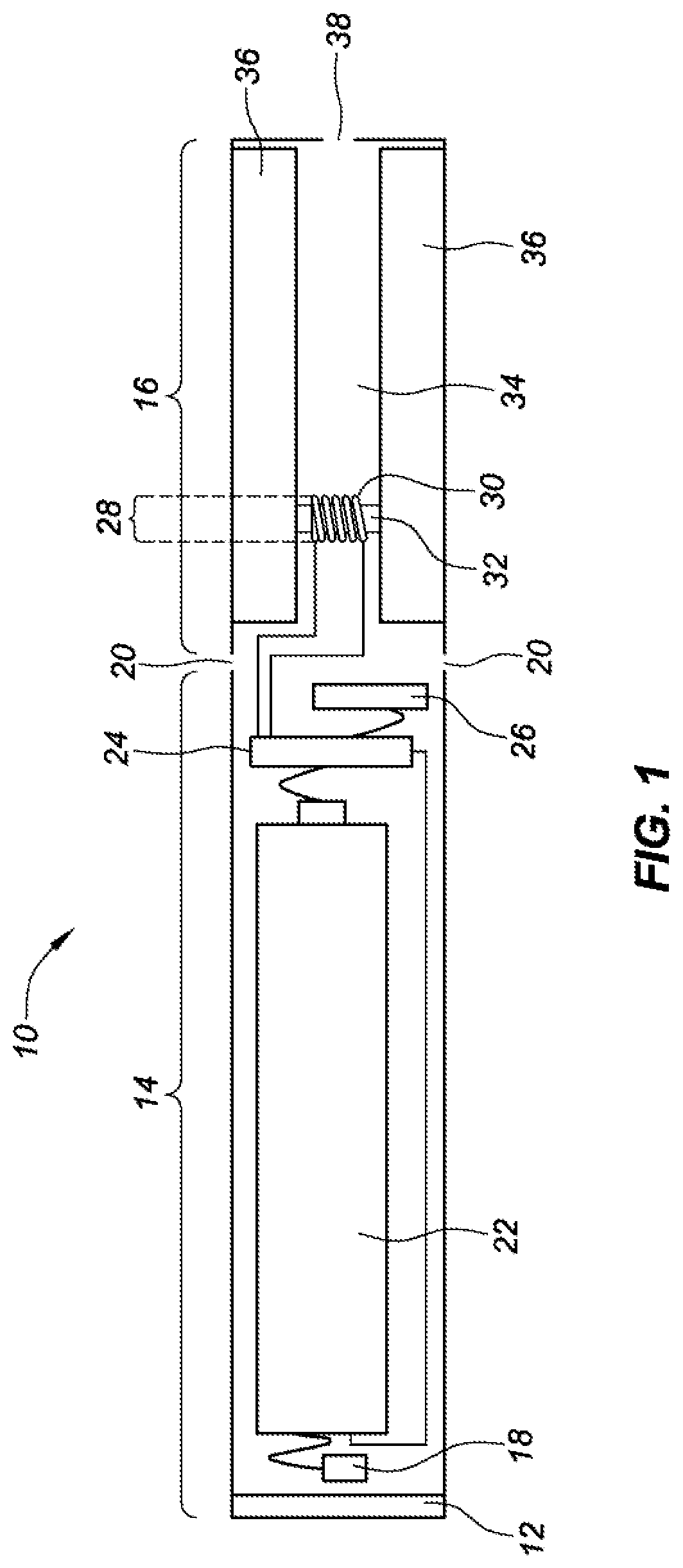 Patent US12303641 — Electronic cigarette with illuminated tip — Figure 1